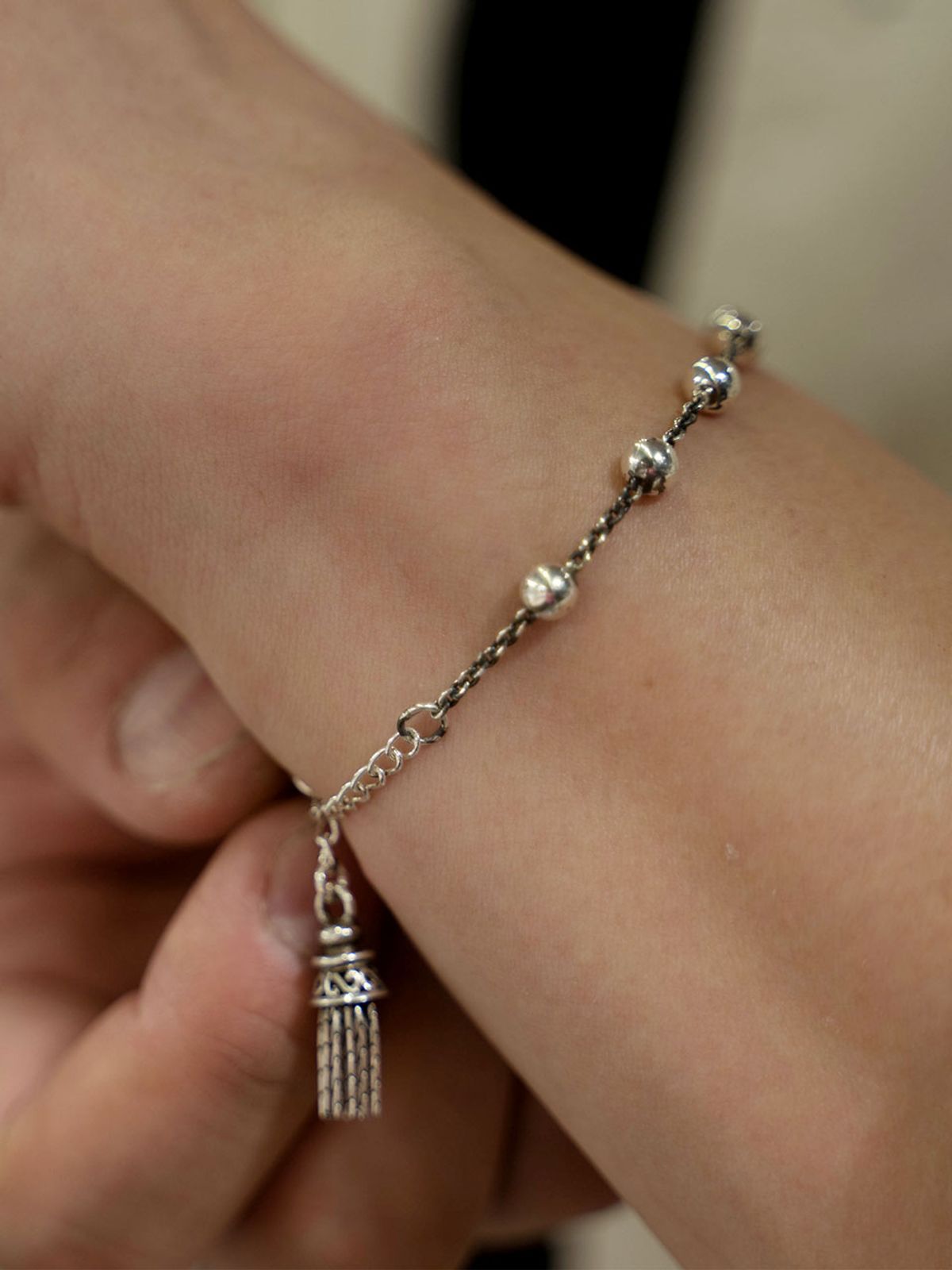 하랑(HARANG) HR 339B_Silver Chain Ball Bracelet