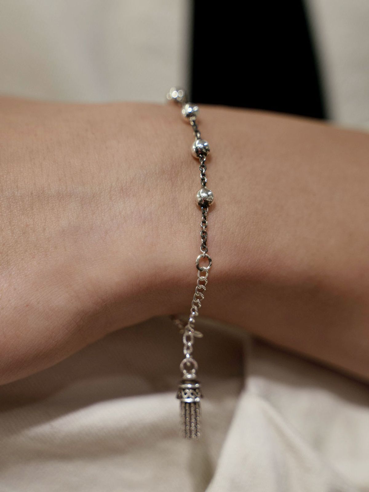 하랑(HARANG) HR 339B_Silver Chain Ball Bracelet