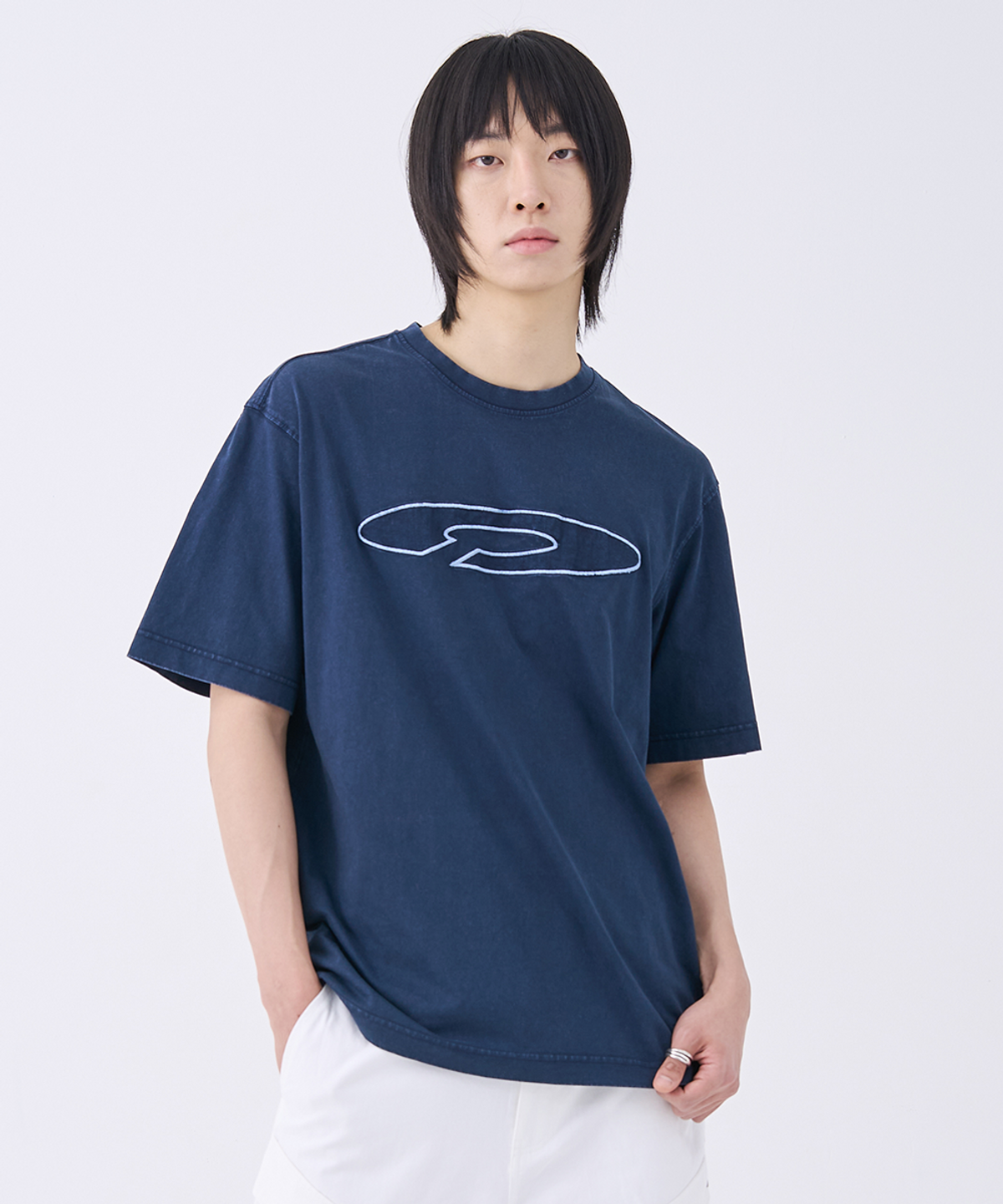 에프디알(FDR) Disk Logo Applique Short Sleeve Sky blue