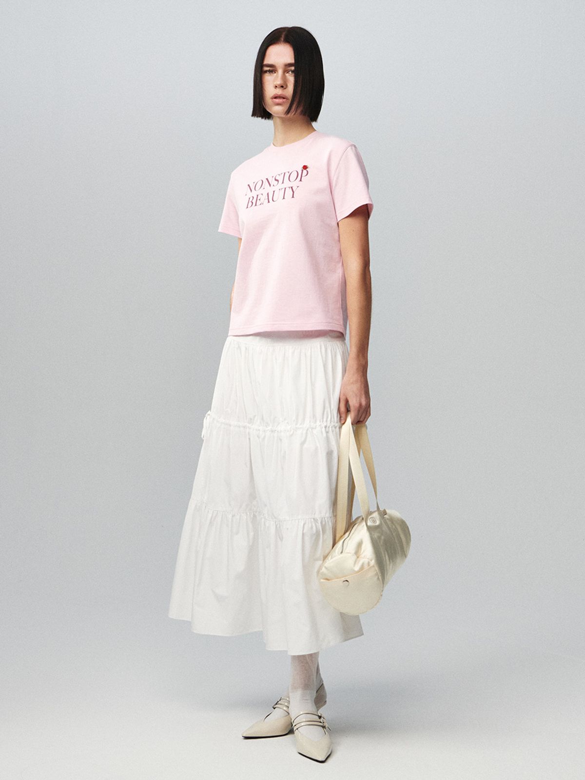 기준(KIJUN) Satin Duffle Bag Pale Yellow