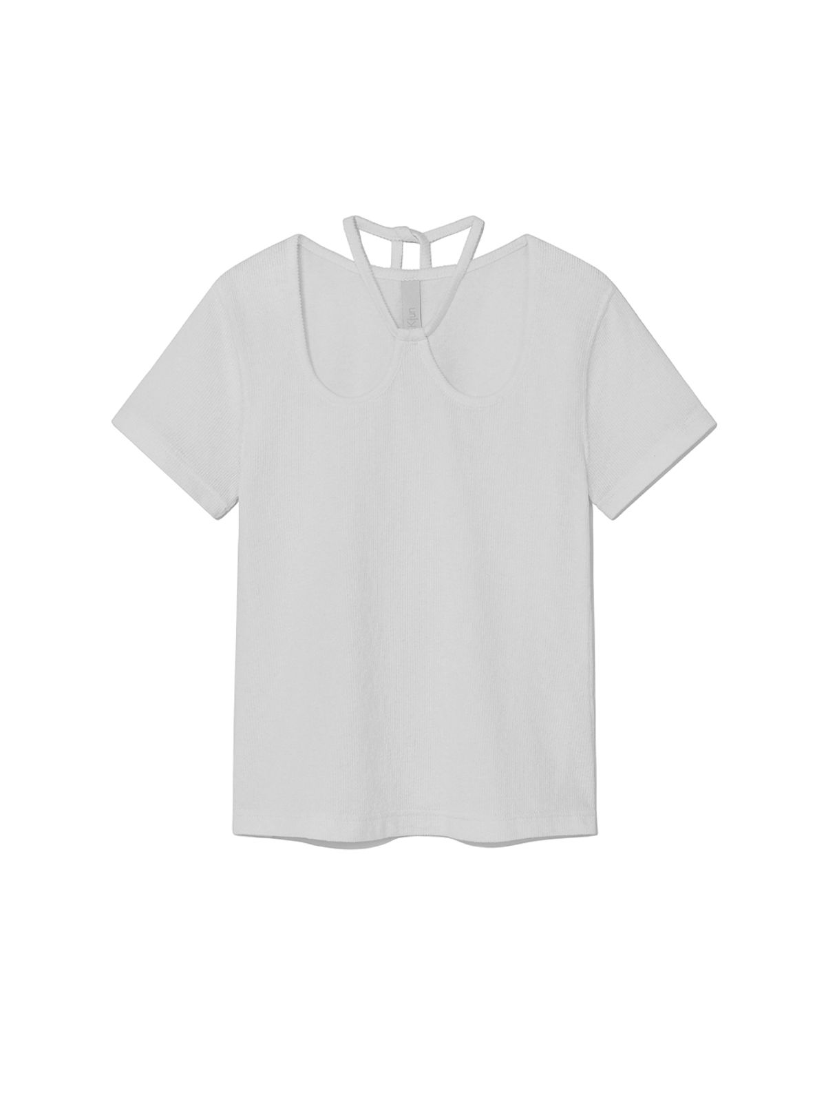 기준(KIJUN) W-Neck Half Jersey Top White