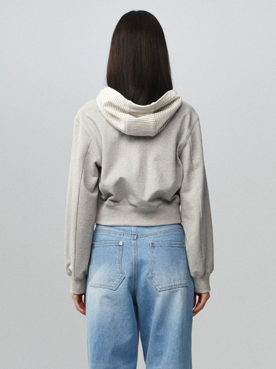 MUSINSA公式 | KIJUN Stripe Hoodie Zip-Up Melange Grey