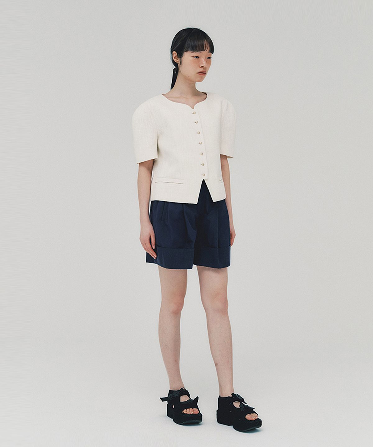 아위(AHWE) Sweetheart Tweed Jacket_IVORY