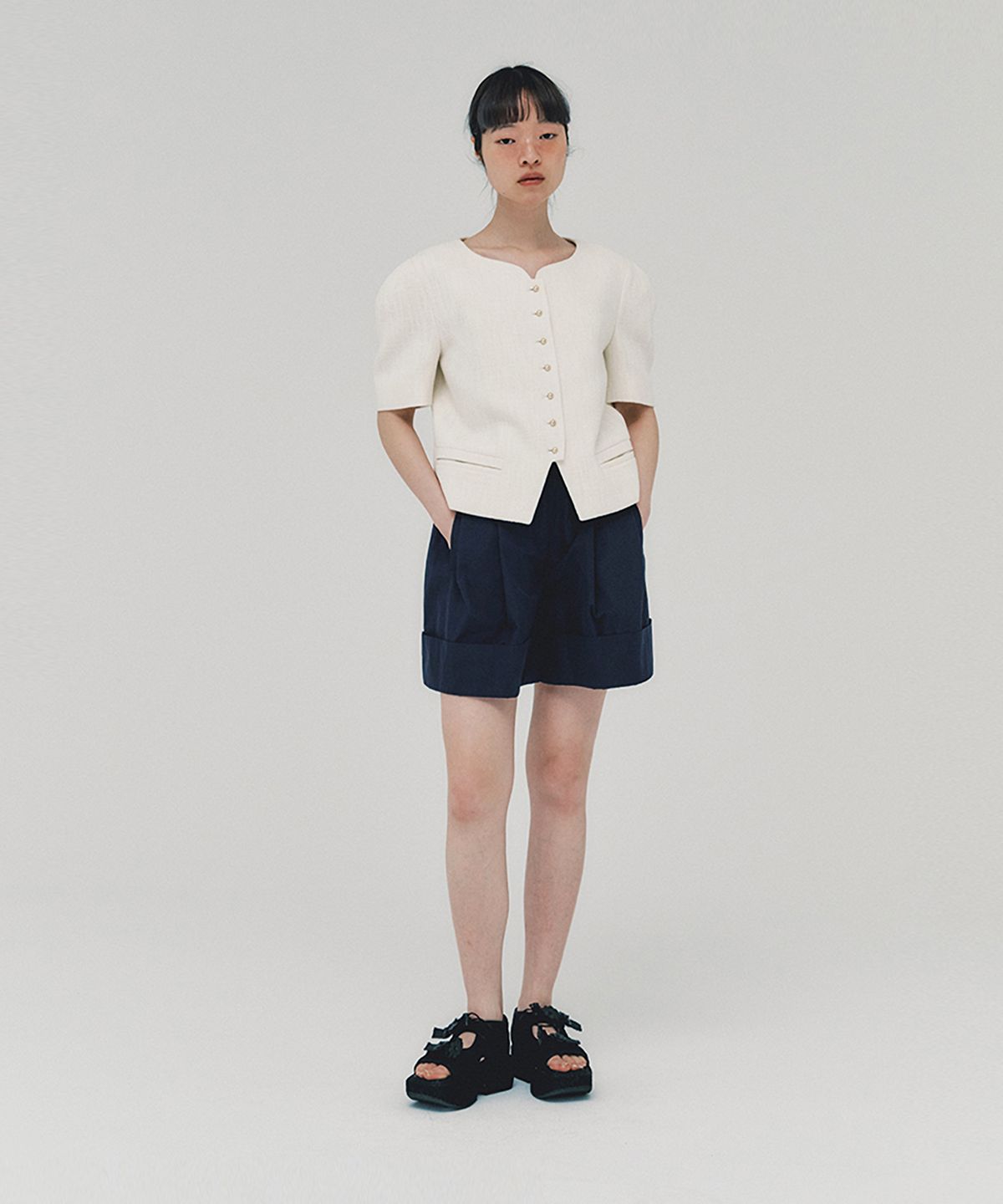 아위(AHWE) Sweetheart Tweed Jacket_IVORY