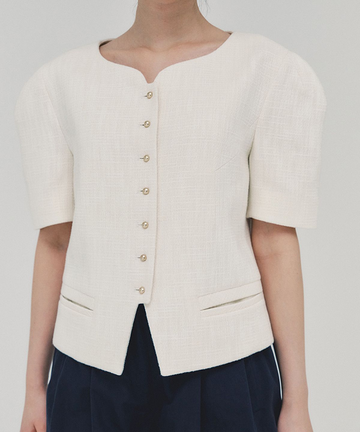 아위(AHWE) Sweetheart Tweed Jacket_IVORY
