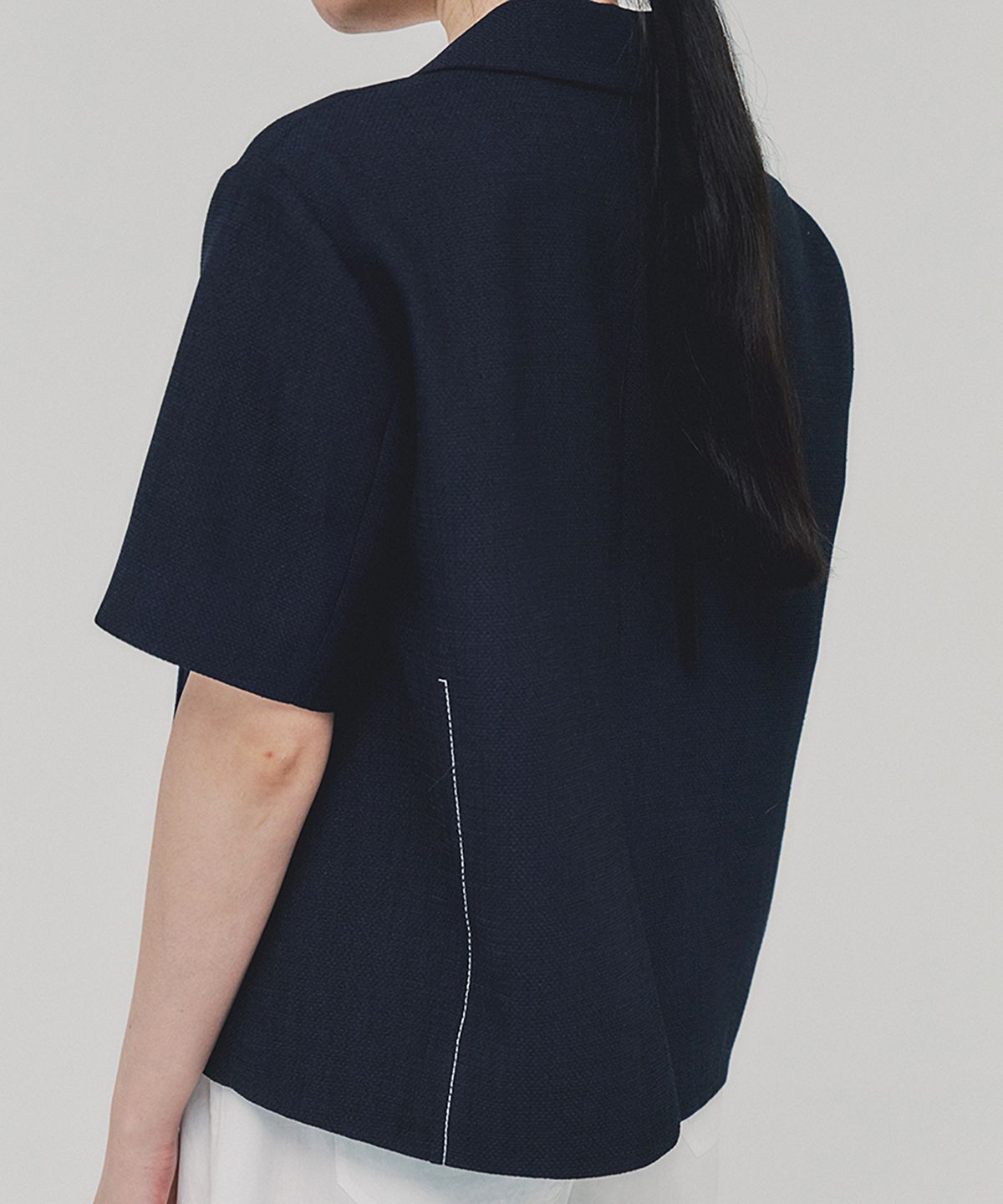 아위(AHWE) Linen Like Vest Jacket_NAVY