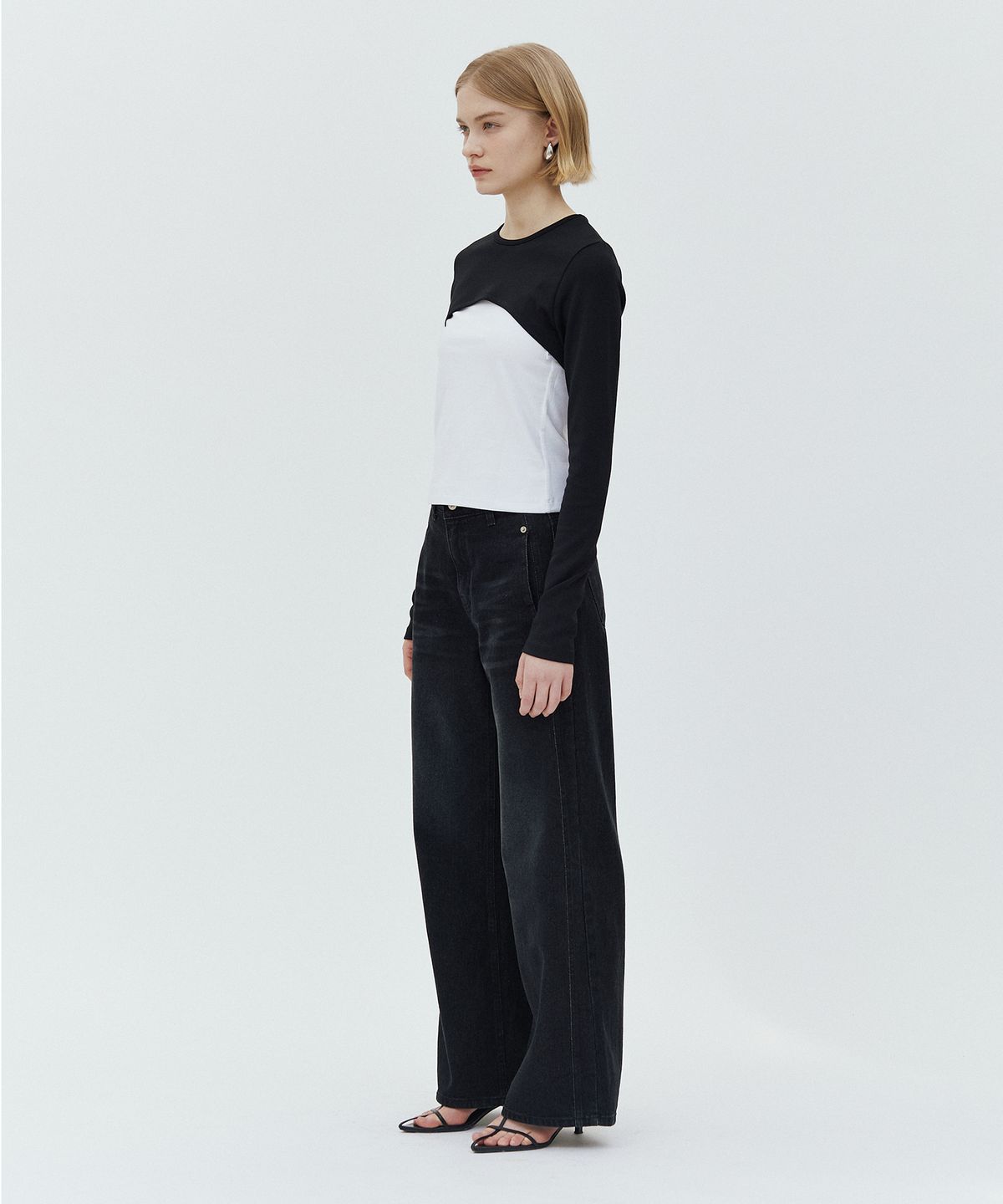 웨어리즈(WEARIS) 사이드 라인 포켓 데님_블랙