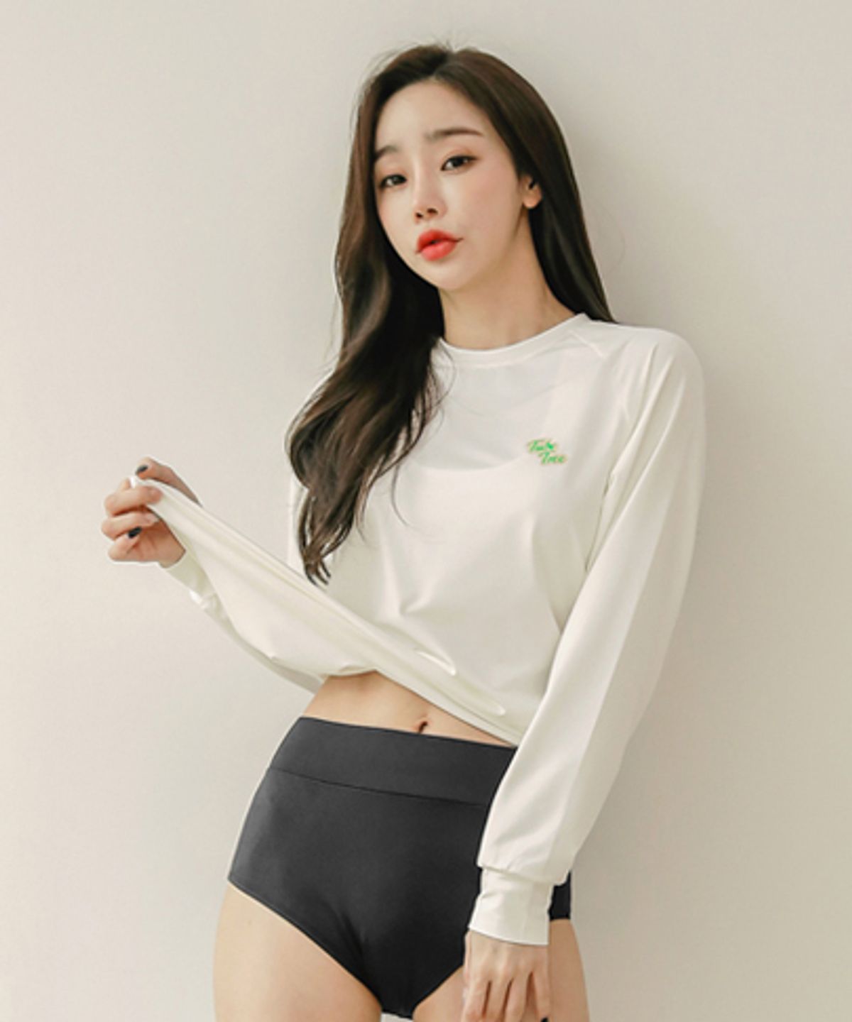 튜브트리(TUBE TREE) SURFING 여성용 루즈핏 긴팔 래쉬가드 B607 아이보리