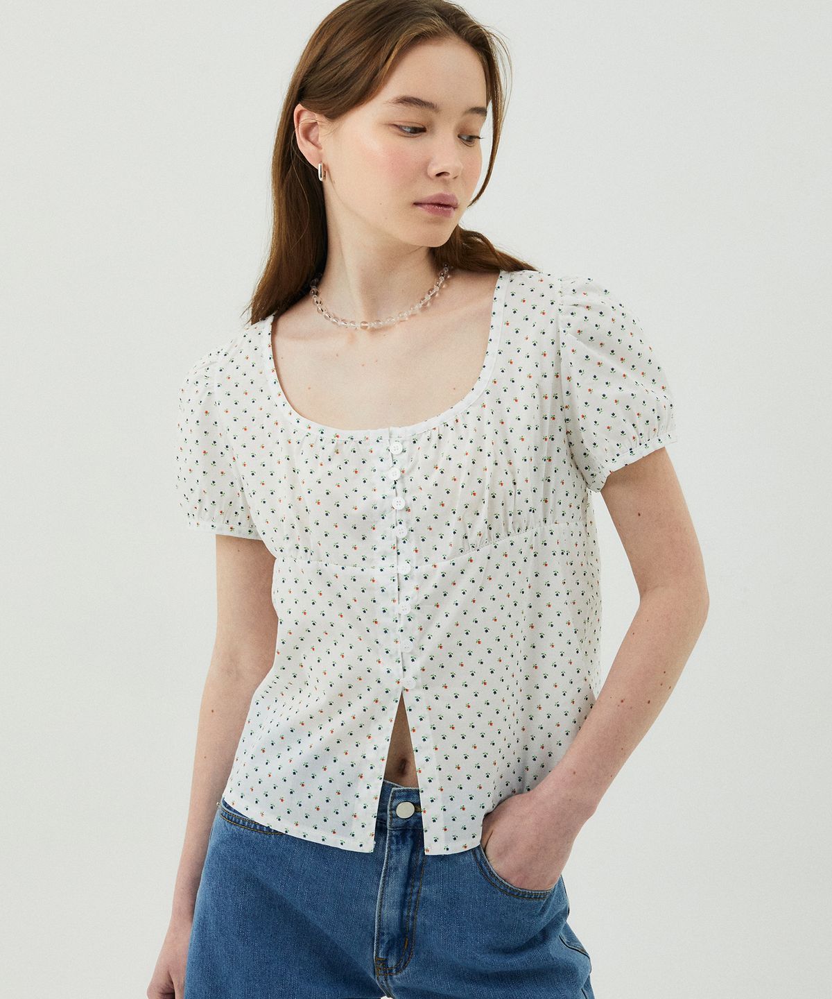 잇터(ITER) Jane shirring blouse_Flower