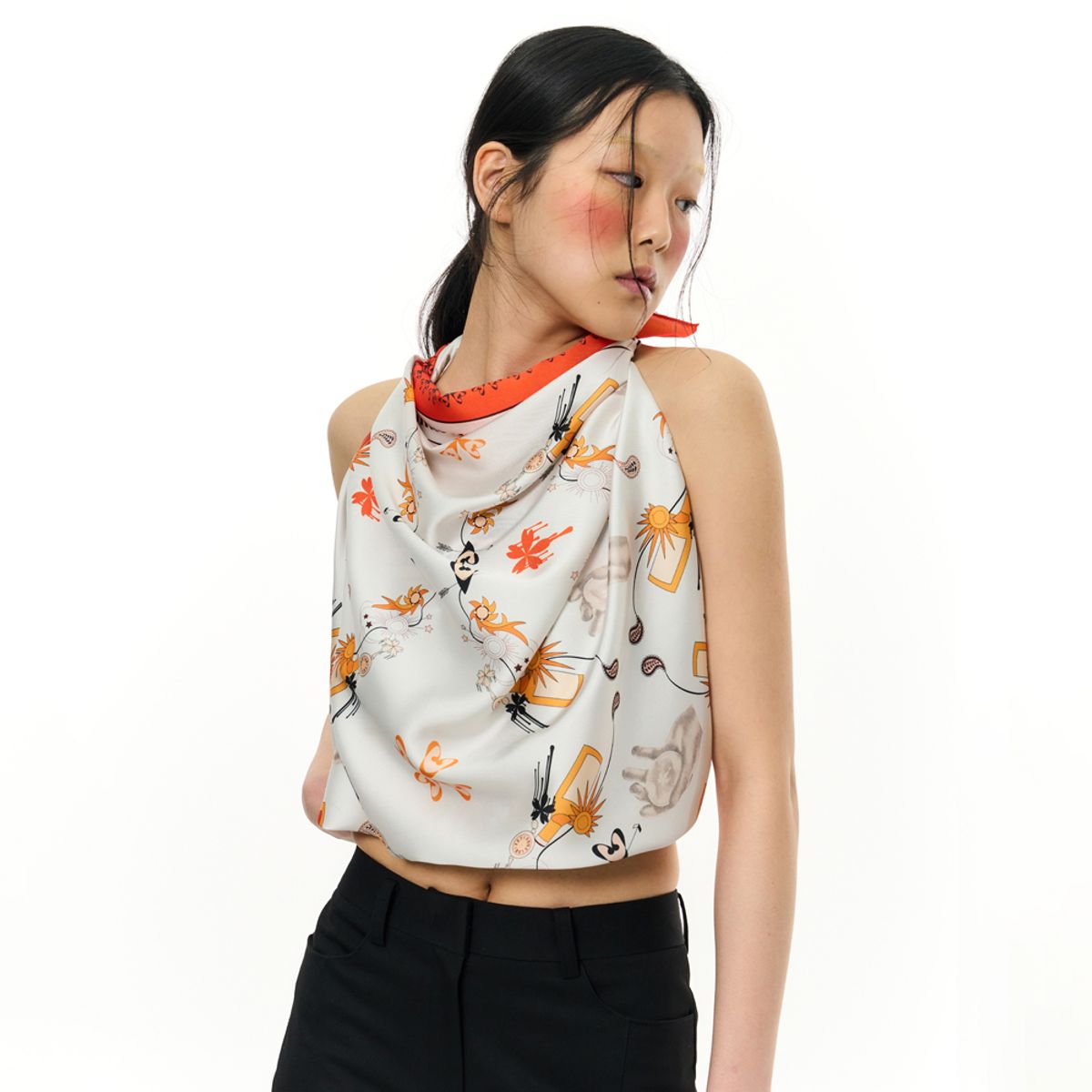 킴지수(KIMZISU) JOMO Motif Square Scarf _ Orange