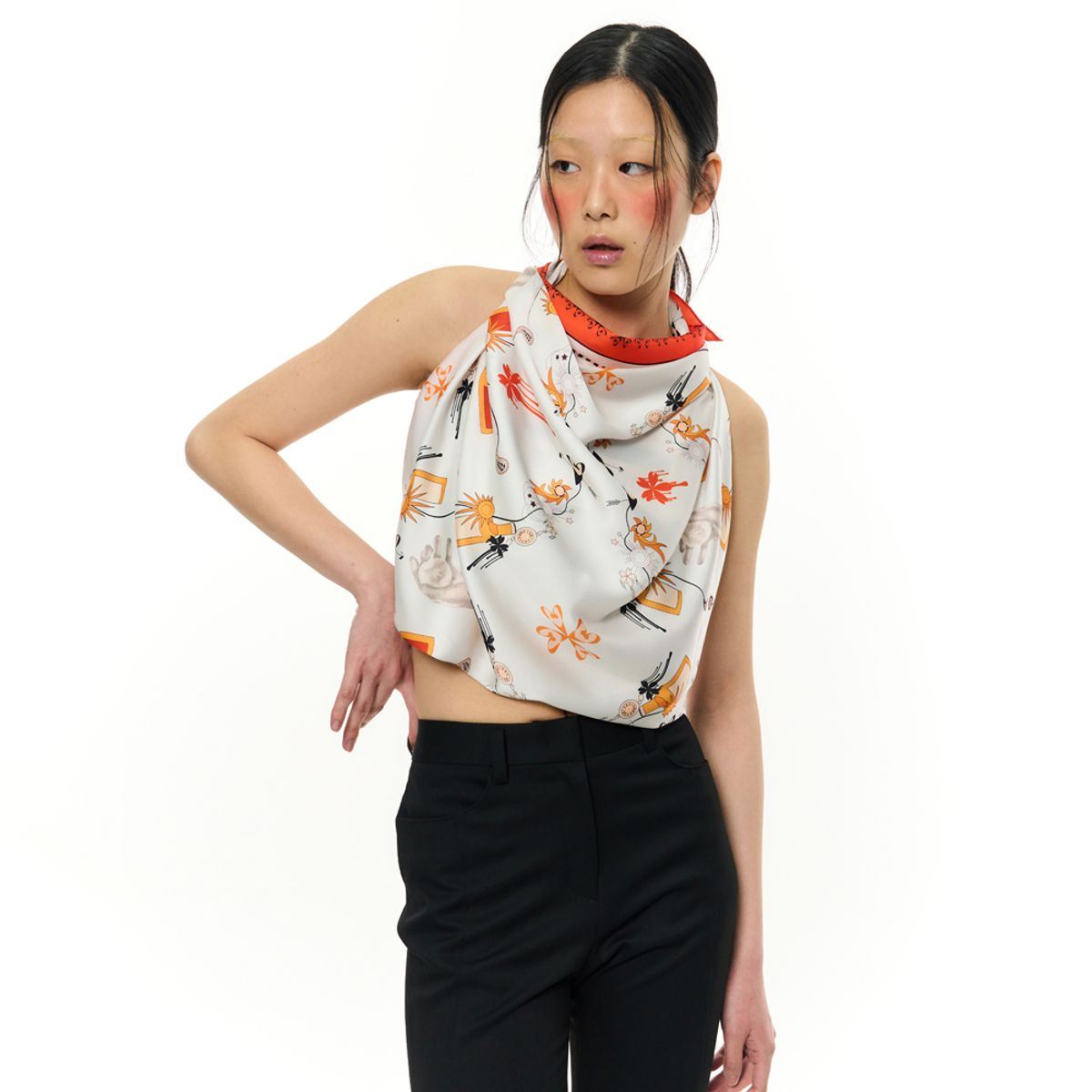 킴지수(KIMZISU) JOMO Motif Square Scarf _ Orange