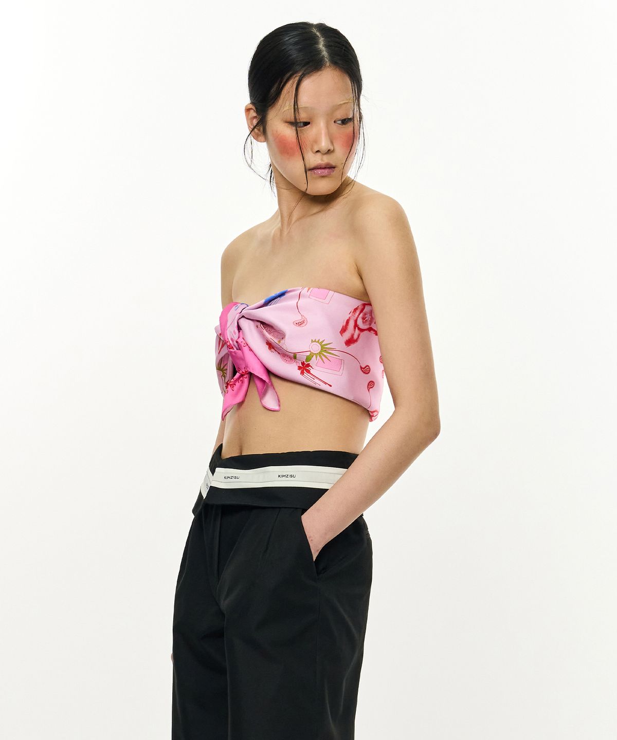 킴지수(KIMZISU) JOMO Motif Square Scarf _ Pink