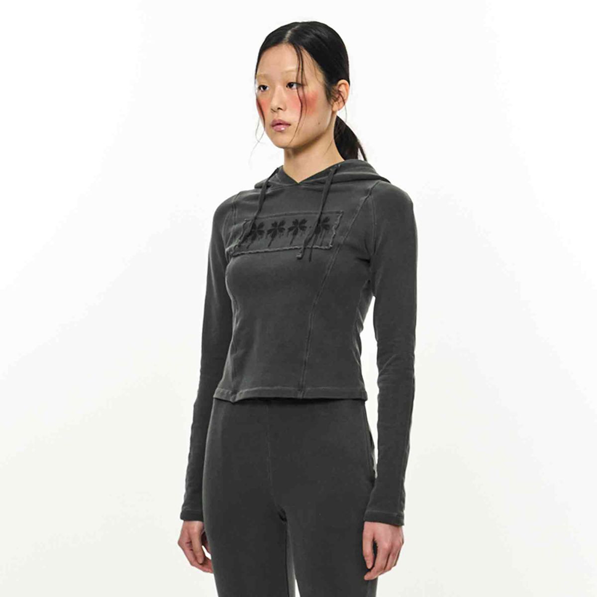 킴지수(KIMZISU) Patch Slim Hoodie _ Dark Grey