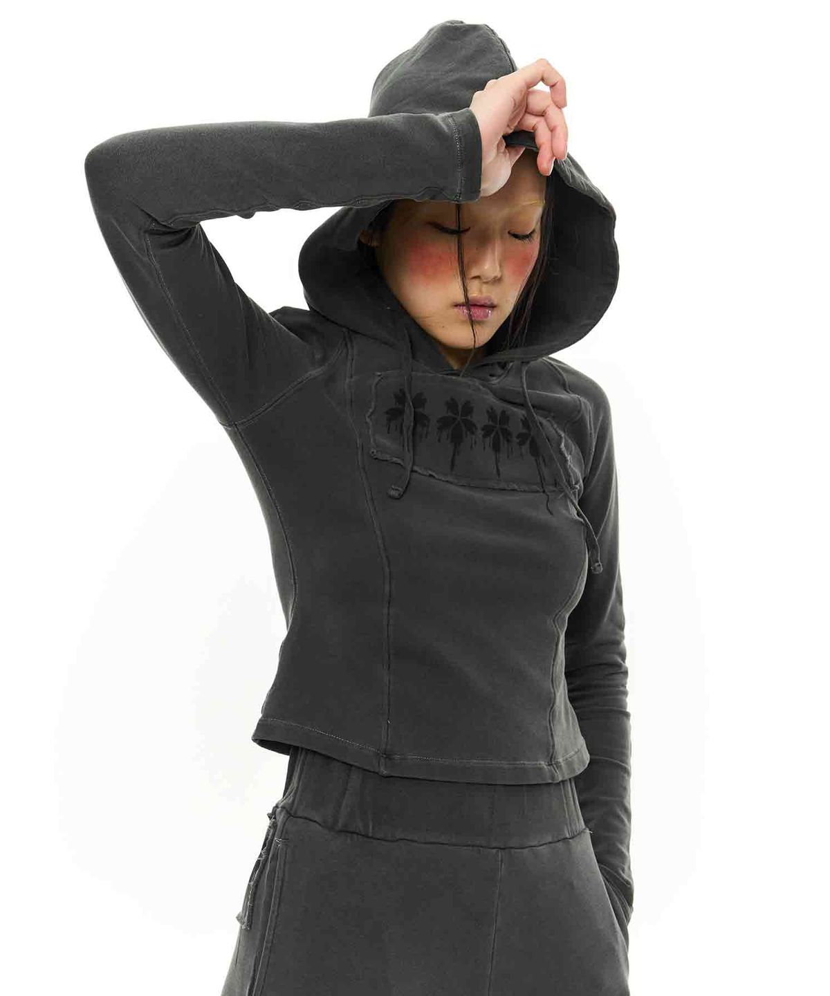 킴지수(KIMZISU) Patch Slim Hoodie _ Dark Grey