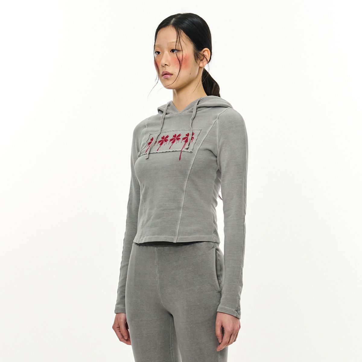 킴지수(KIMZISU) Patch Slim Hoodie _ Light Grey