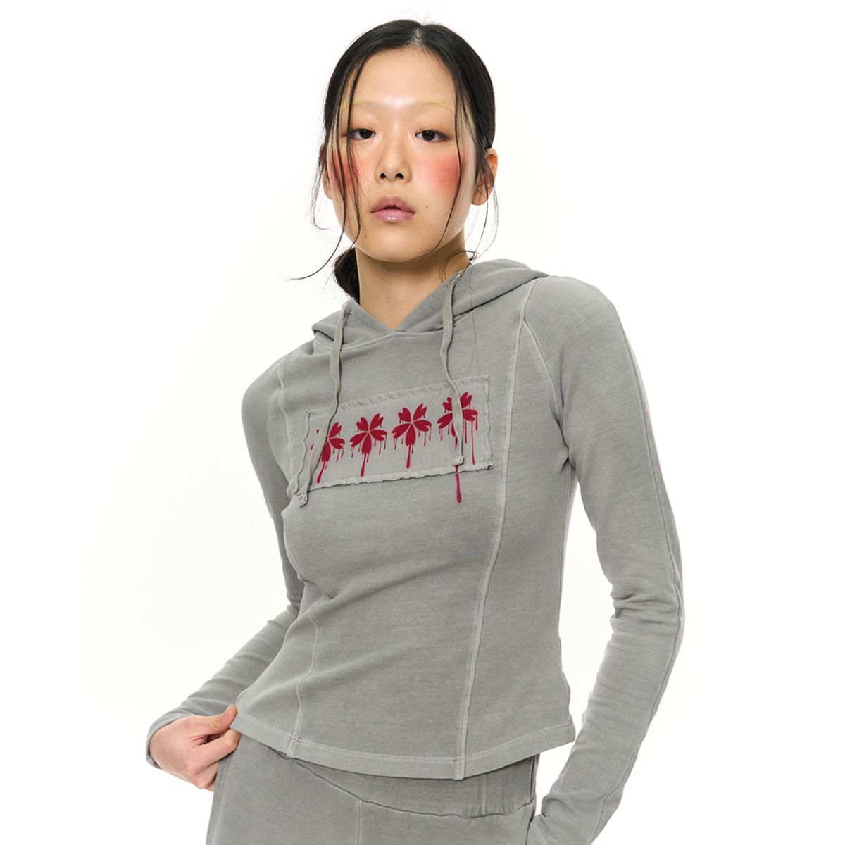 킴지수(KIMZISU) Patch Slim Hoodie _ Light Grey