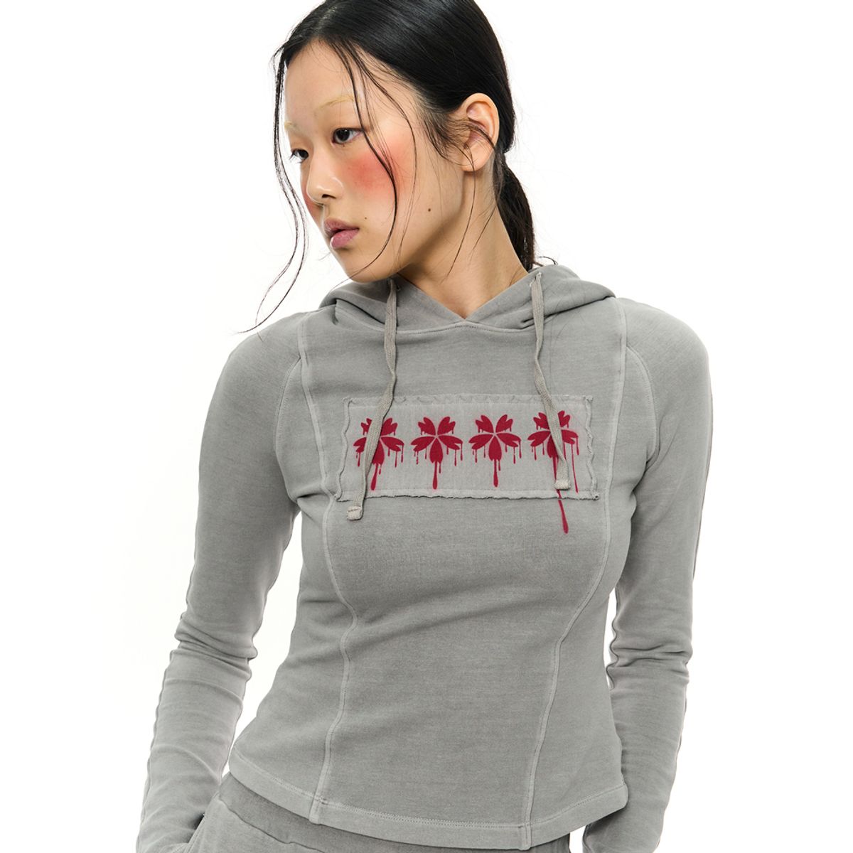 킴지수(KIMZISU) Patch Slim Hoodie _ Light Grey