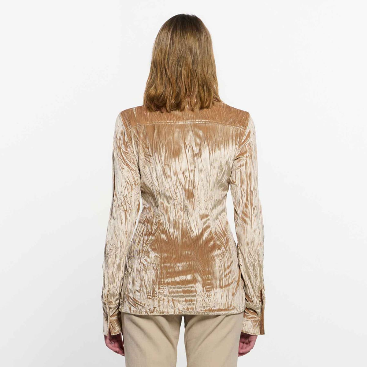 킴지수(KIMZISU) Embroidered Velvet Slim Shirt _ BEIGE