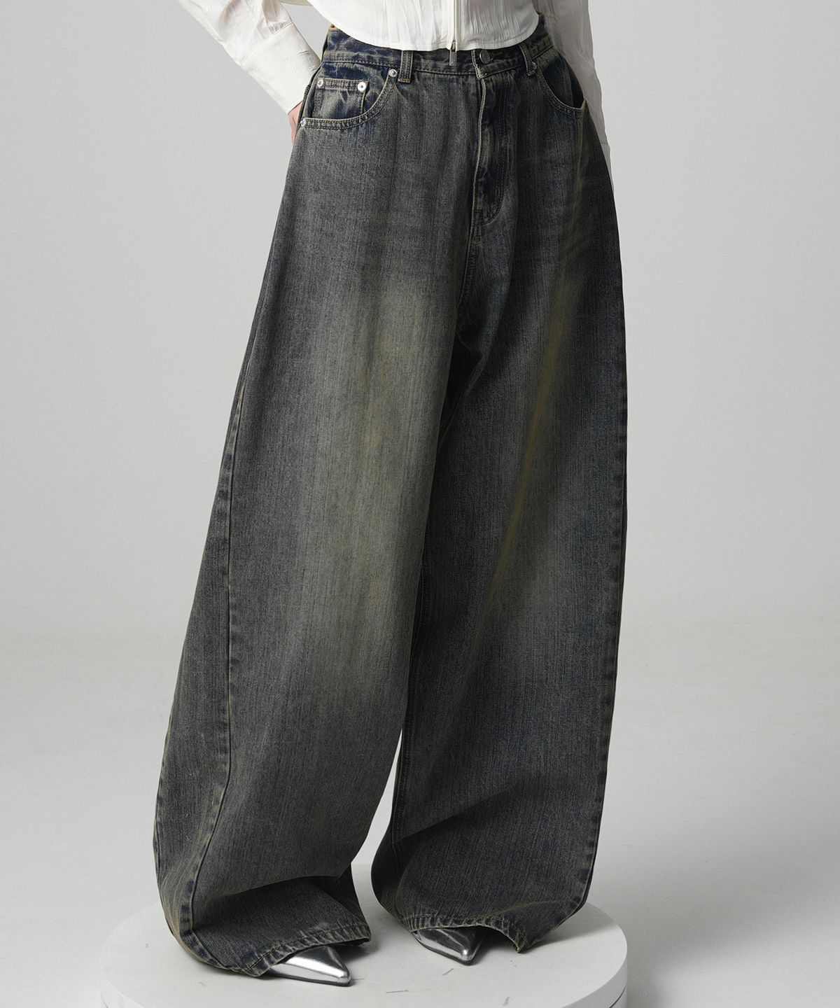 어반드레스(AVANDRESS) Incision Wide Denim Pants - 4COL