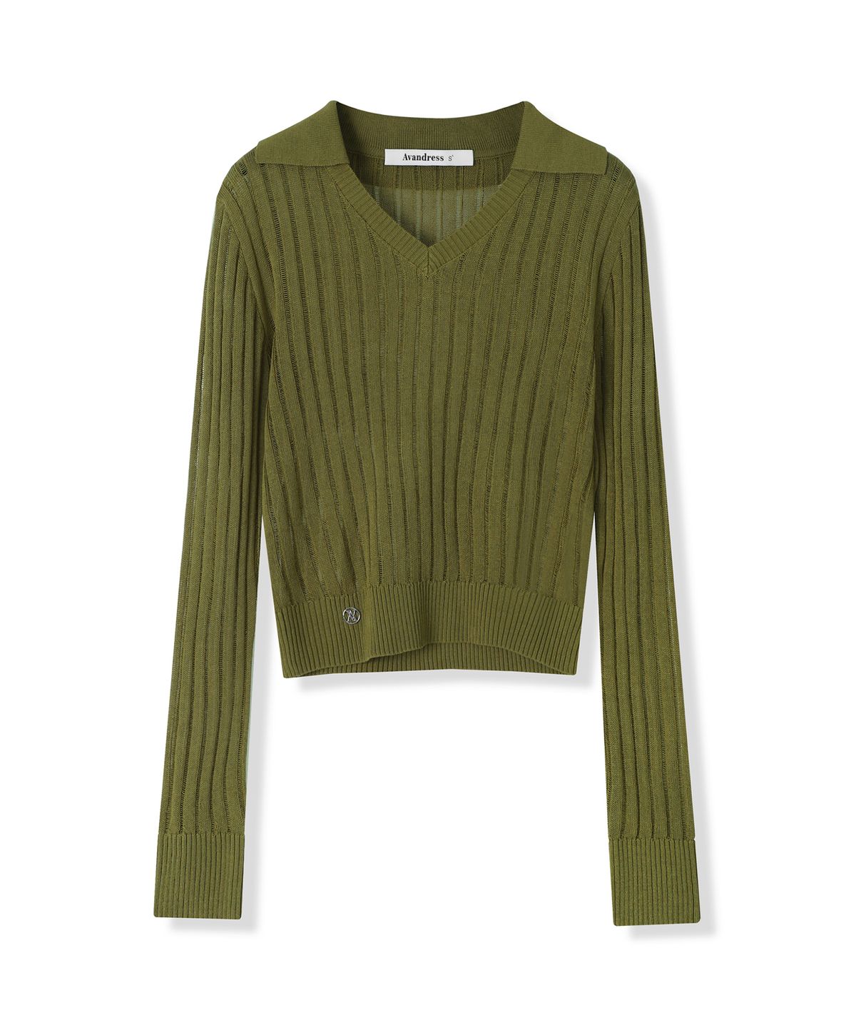 어반드레스(AVANDRESS) See-through V-neck Collar knit - 4COL
