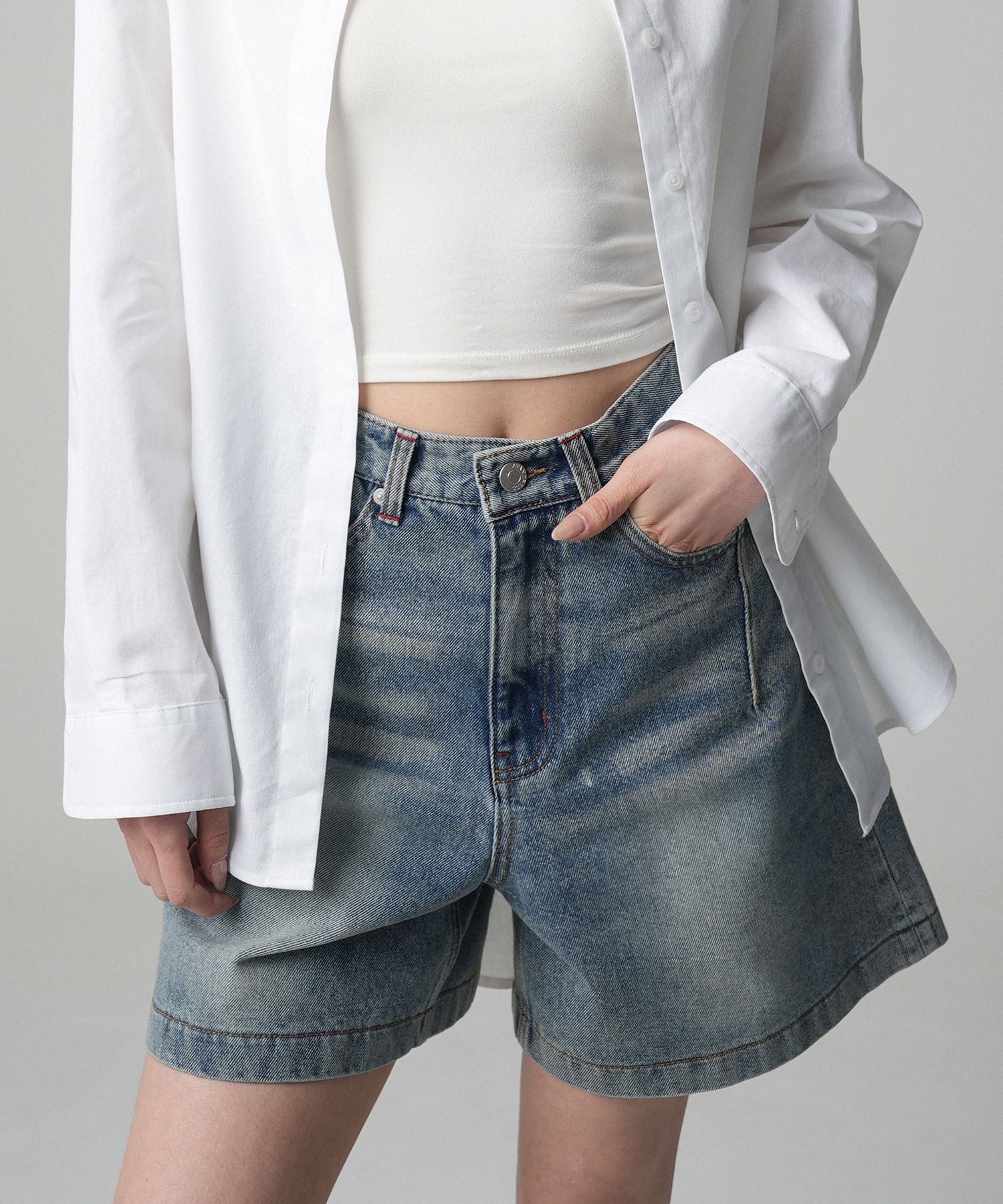 MUSINSA | AVANDRESS Lovely Stitch Denim Shorts - 3COL