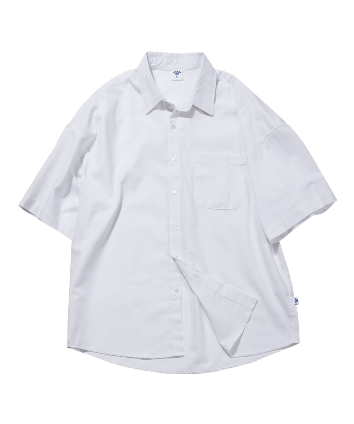 스탠즈(STENDS) [M~4XL] 올데이 린넨 오버핏 반팔 셔츠_화이트