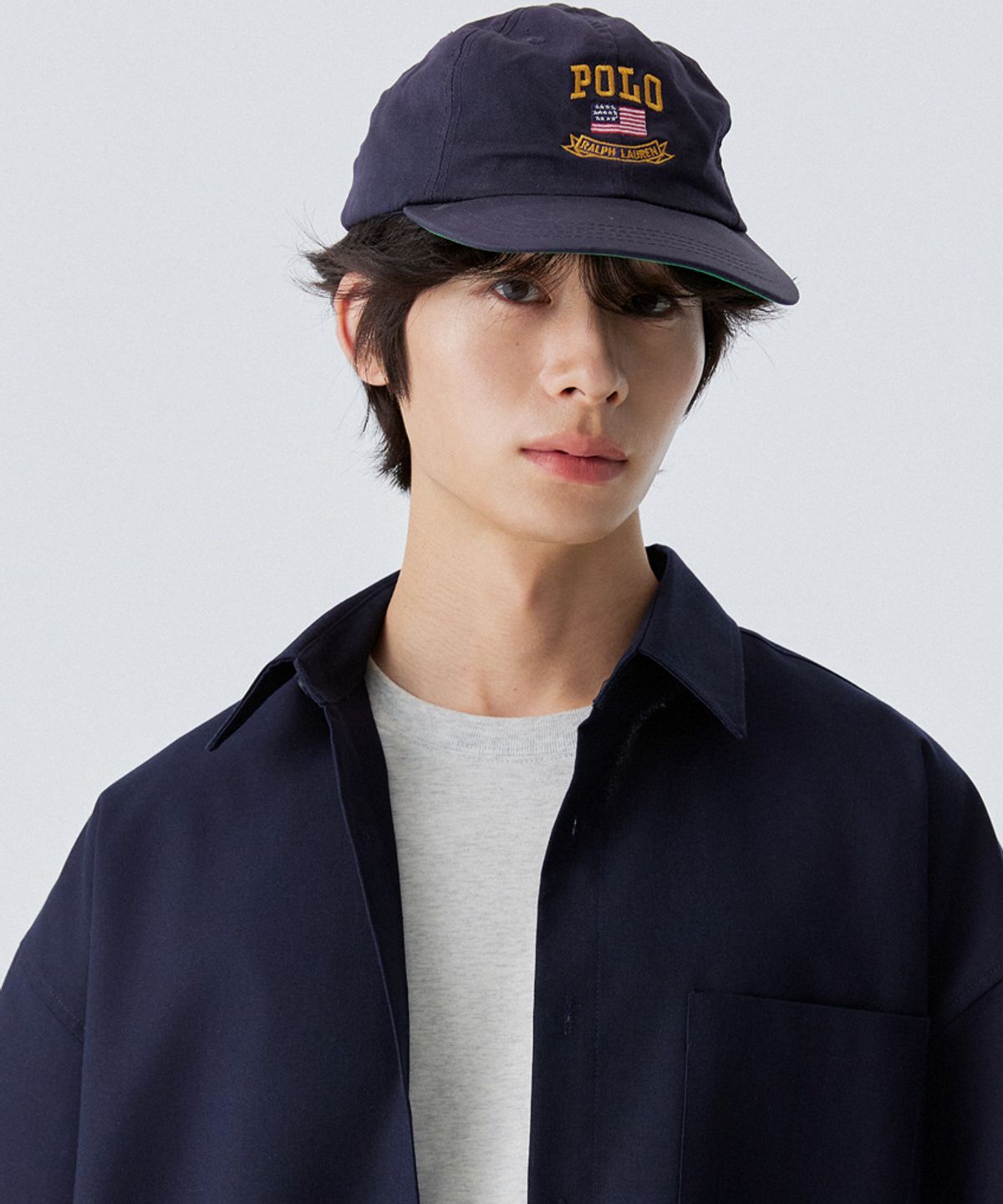 스탠즈(STENDS) [M~4XL] 올데이 린넨 오버핏 반팔 셔츠_네이비