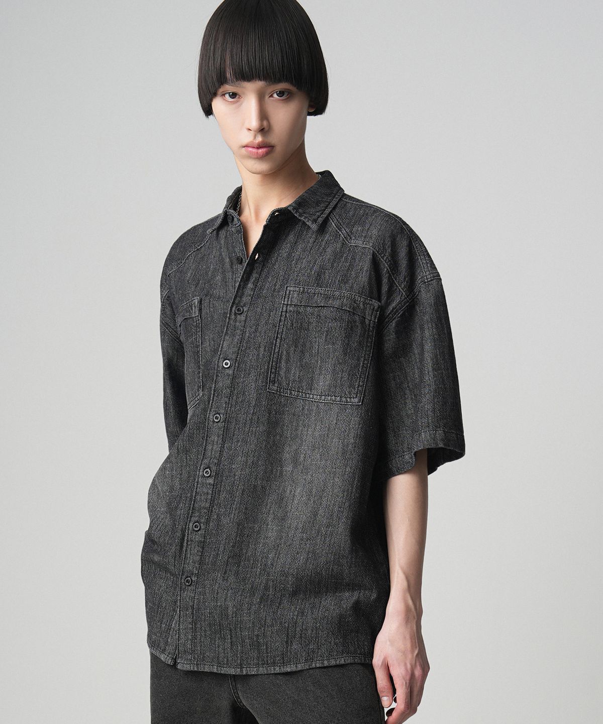 어반드레스(AVANDRESS) Cooling Western Short-sleeve Denim Shirt - 2COL