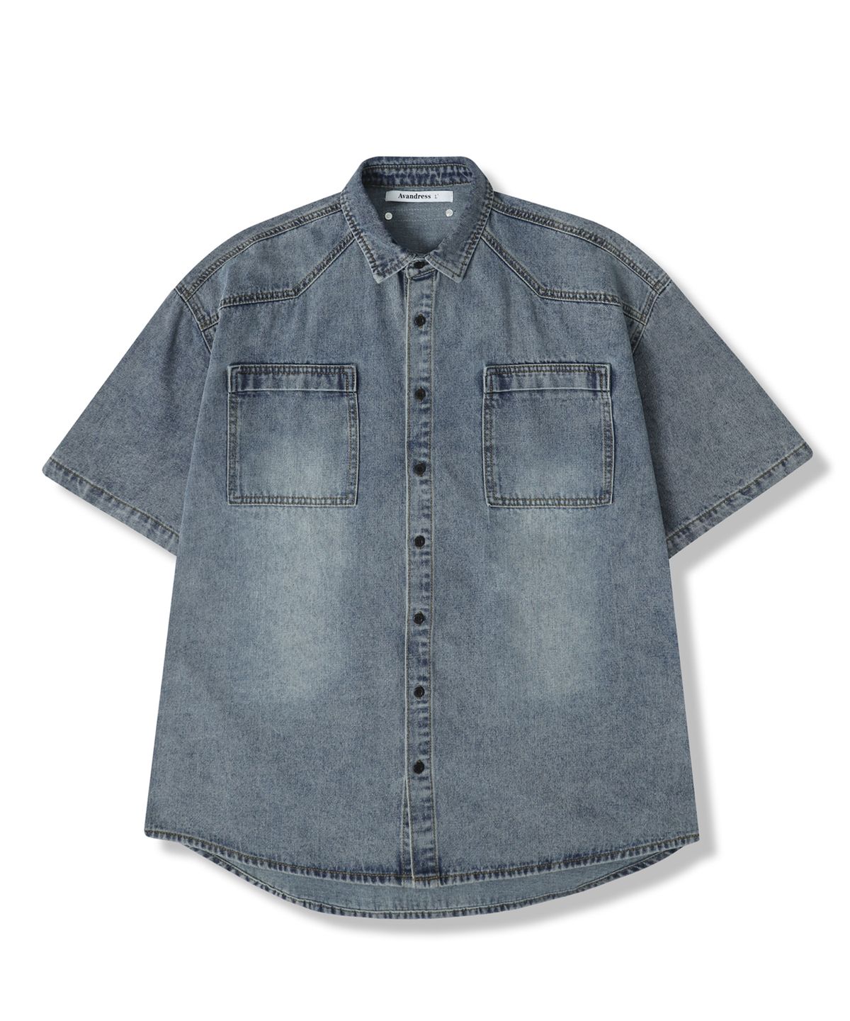 어반드레스(AVANDRESS) Western Short-sleeve Denim Shirt - 3COL