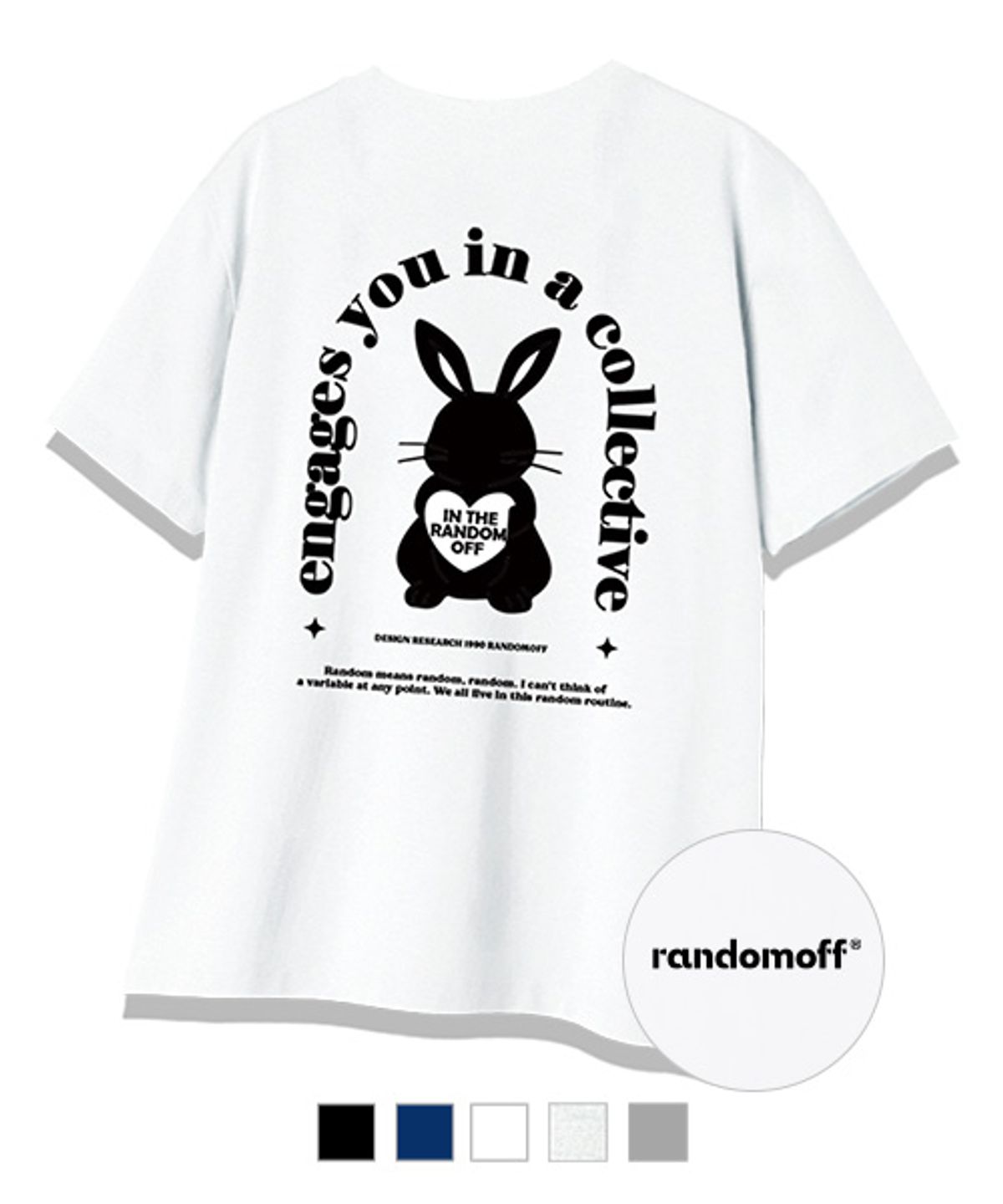 랜덤오프(RANDOMOFF) BLACKBUNNY BACK 반팔티 [5컬러]