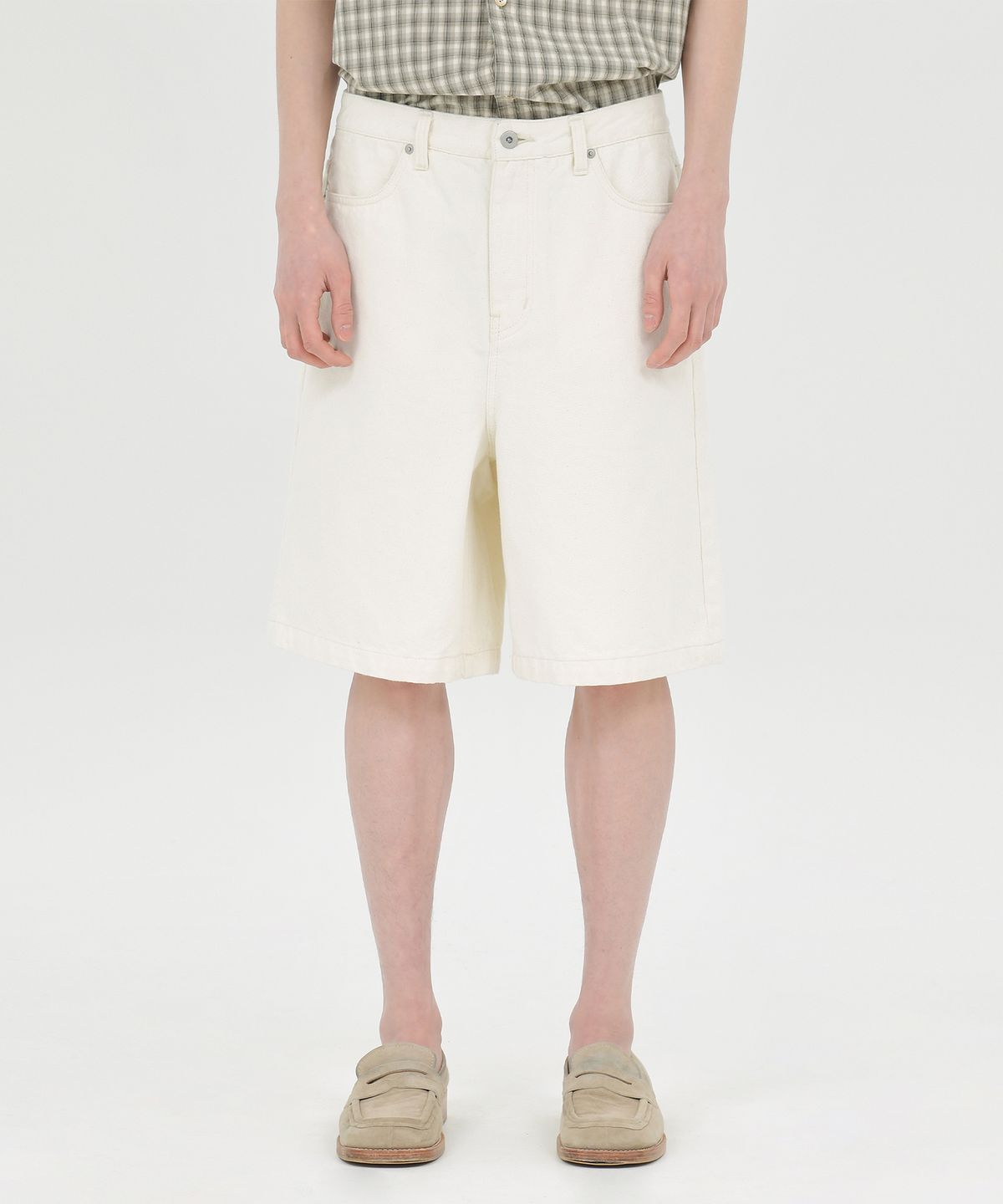 브라운야드(BROWNYARD) 24SS 데님 쇼츠, 에크루