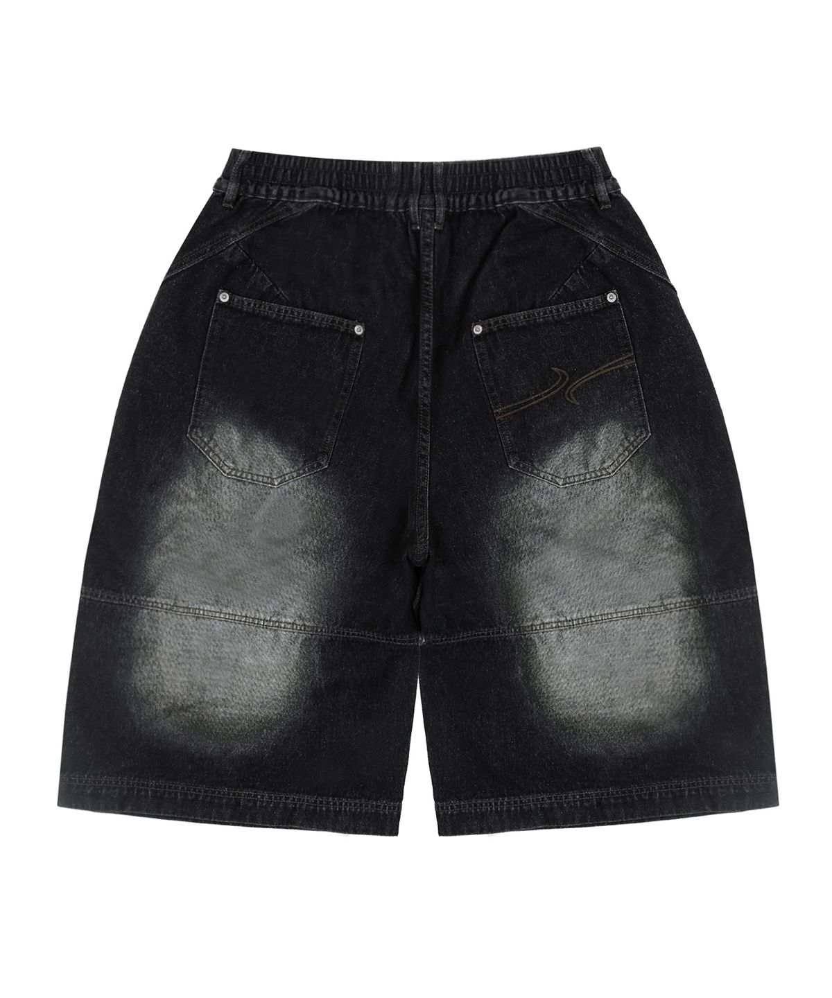 엑스톤즈(XTONZ) XP192 슬레이드 워싱 버뮤다 데님 팬츠 (BLACK)