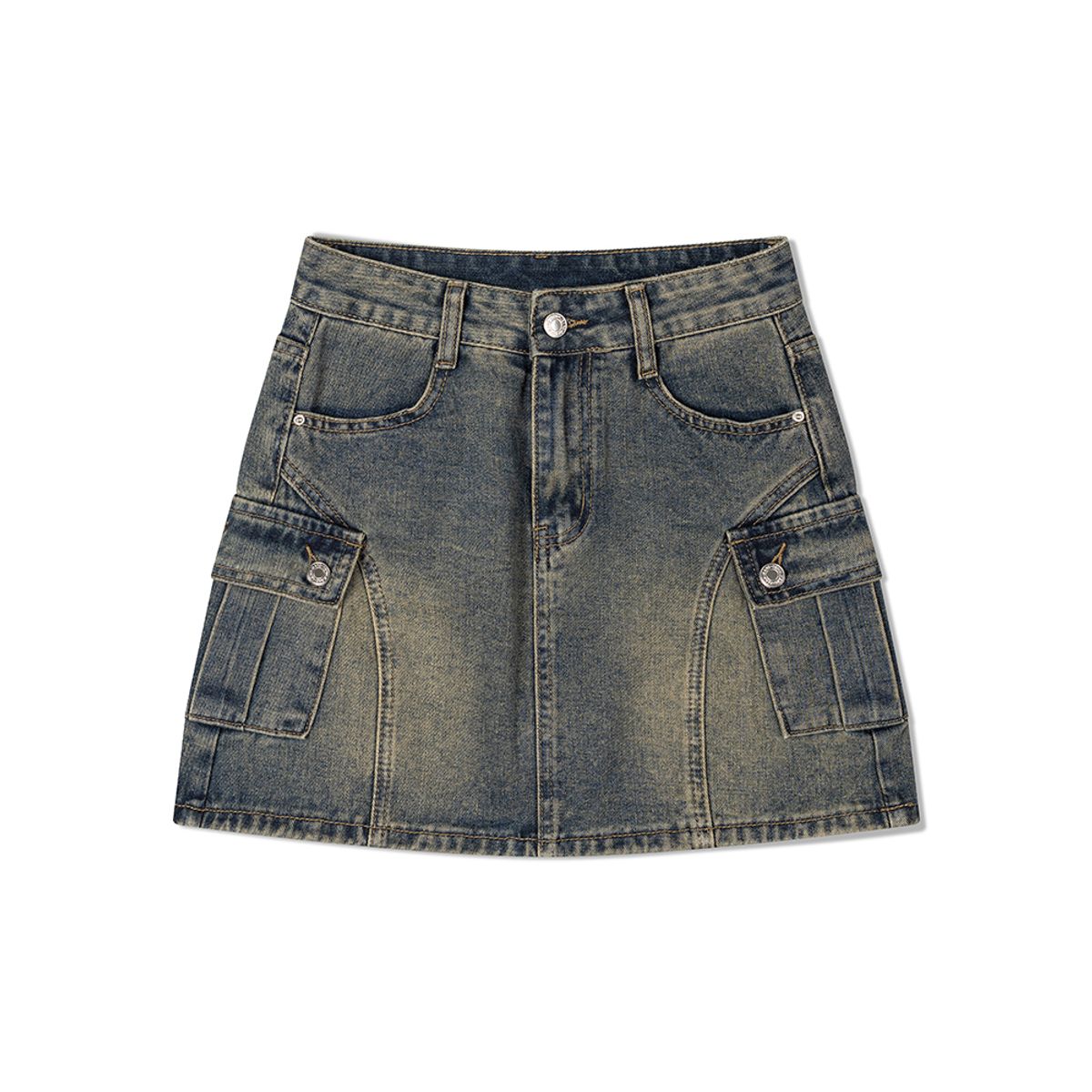 모아(MOAA) 랙 카고 미니 스커트 (WASHED JEAN)