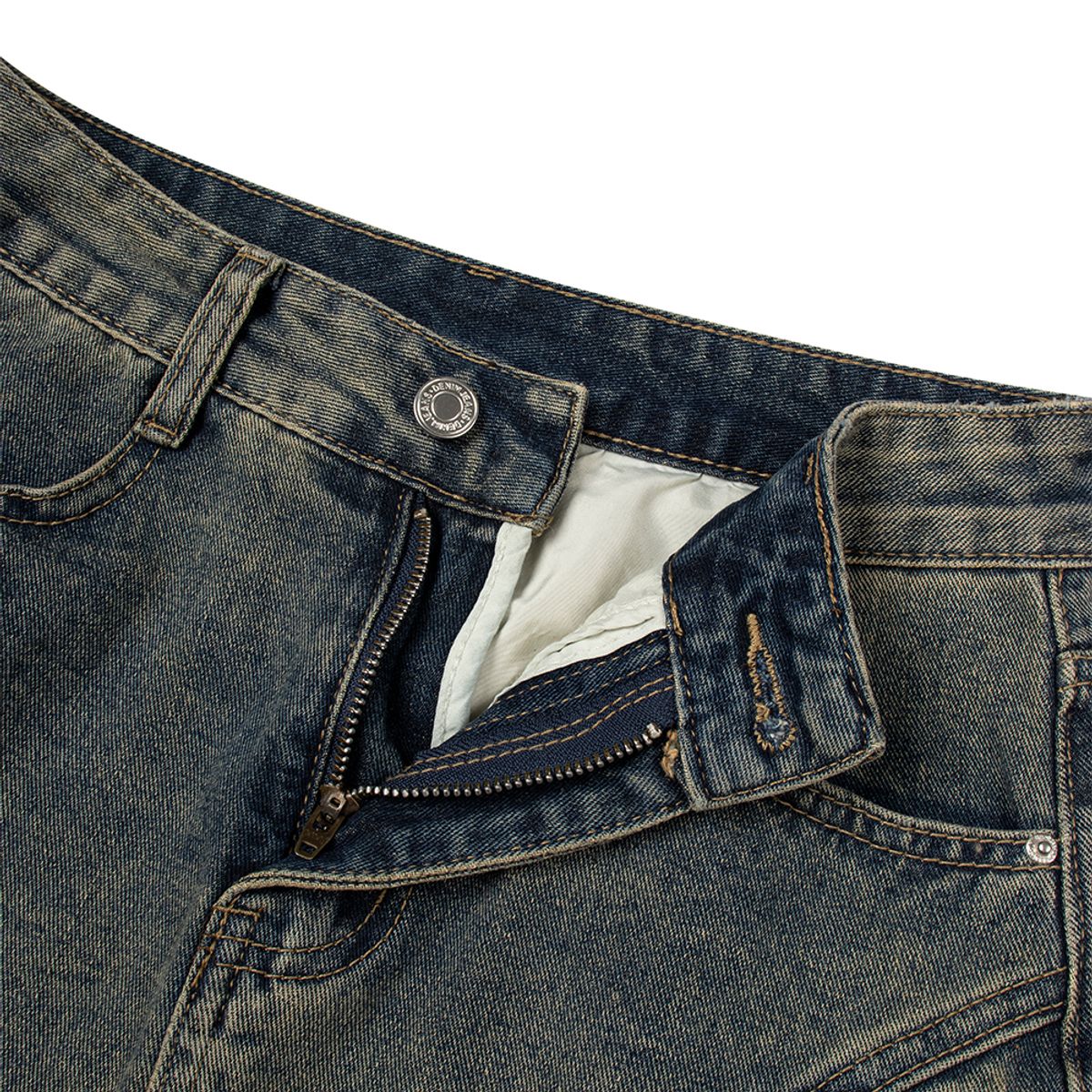 모아(MOAA) 랙 카고 미니 스커트 (WASHED JEAN)
