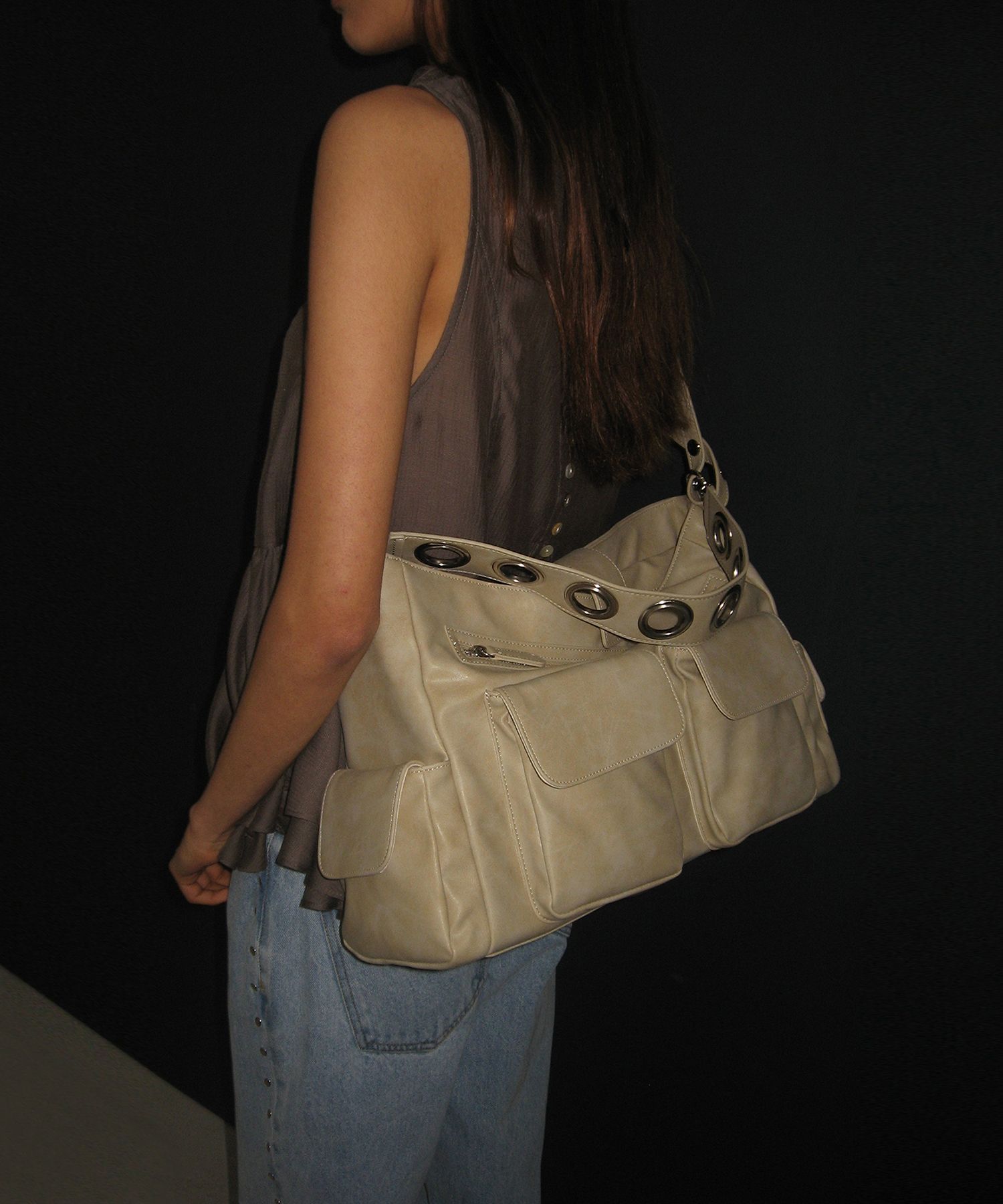 【PARTIMENTO】★ VINTAGE POCKET BUCKET BAG ★ 3 COLOR MUSINSA | PARTIMENTO WOMEN Vintage Pocket Bucket Bag_Dusty
