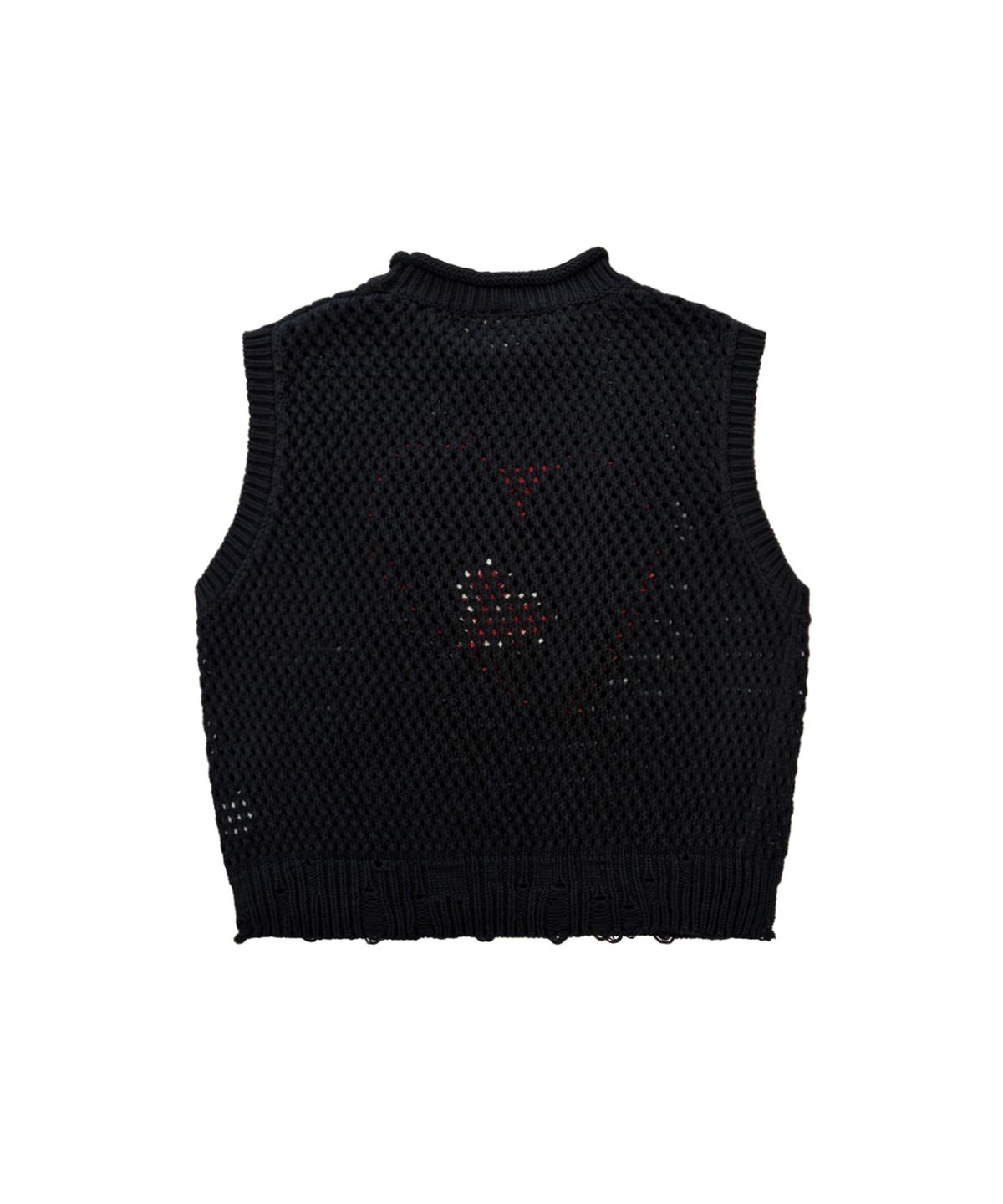 오픈야드(오와이)(OPENYARD(OY)) HEART STITCH KNIT VEST-BLACK