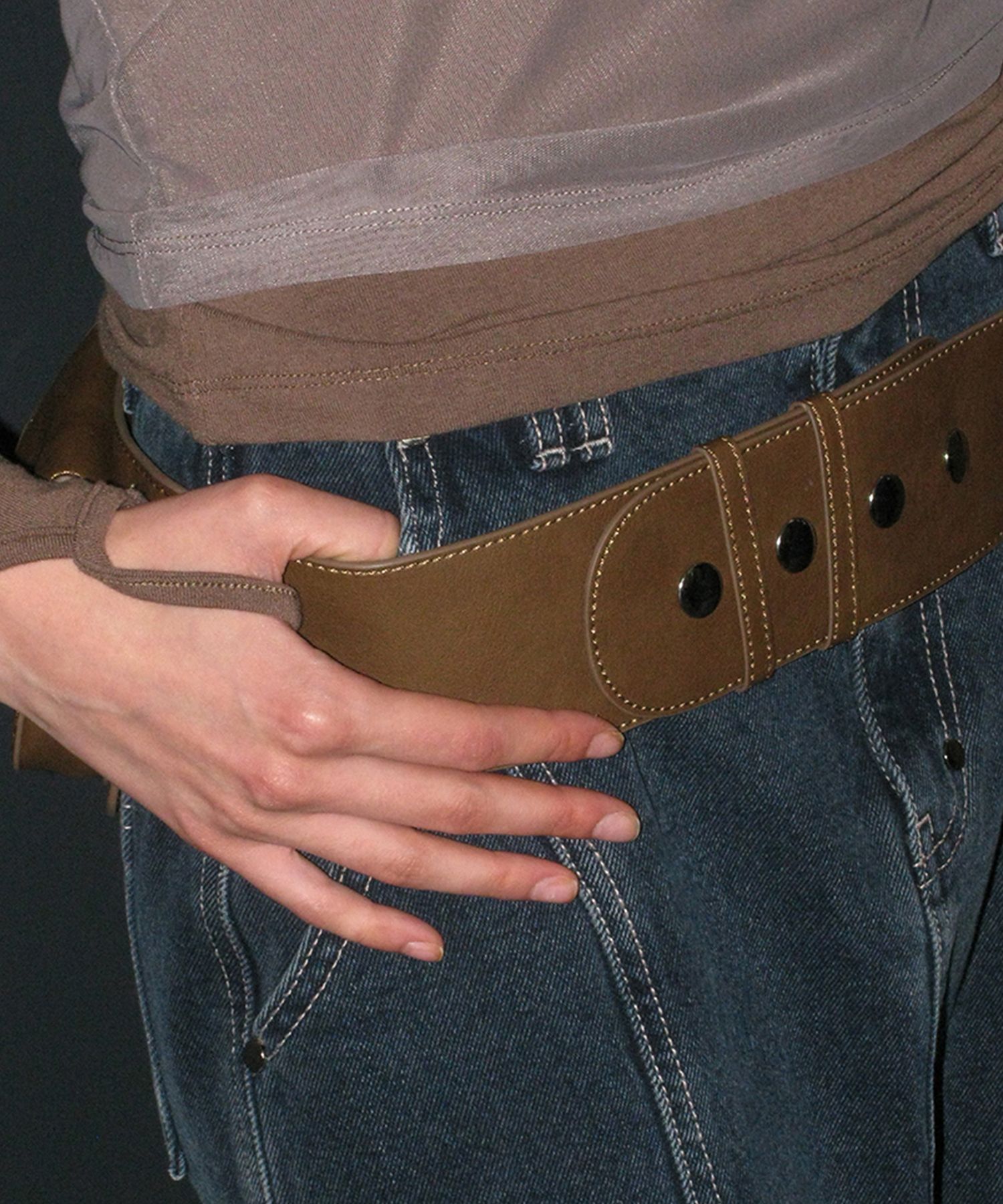 MUSINSA | PARTIMENTO WOMEN Pocket Layered Belt_Brown