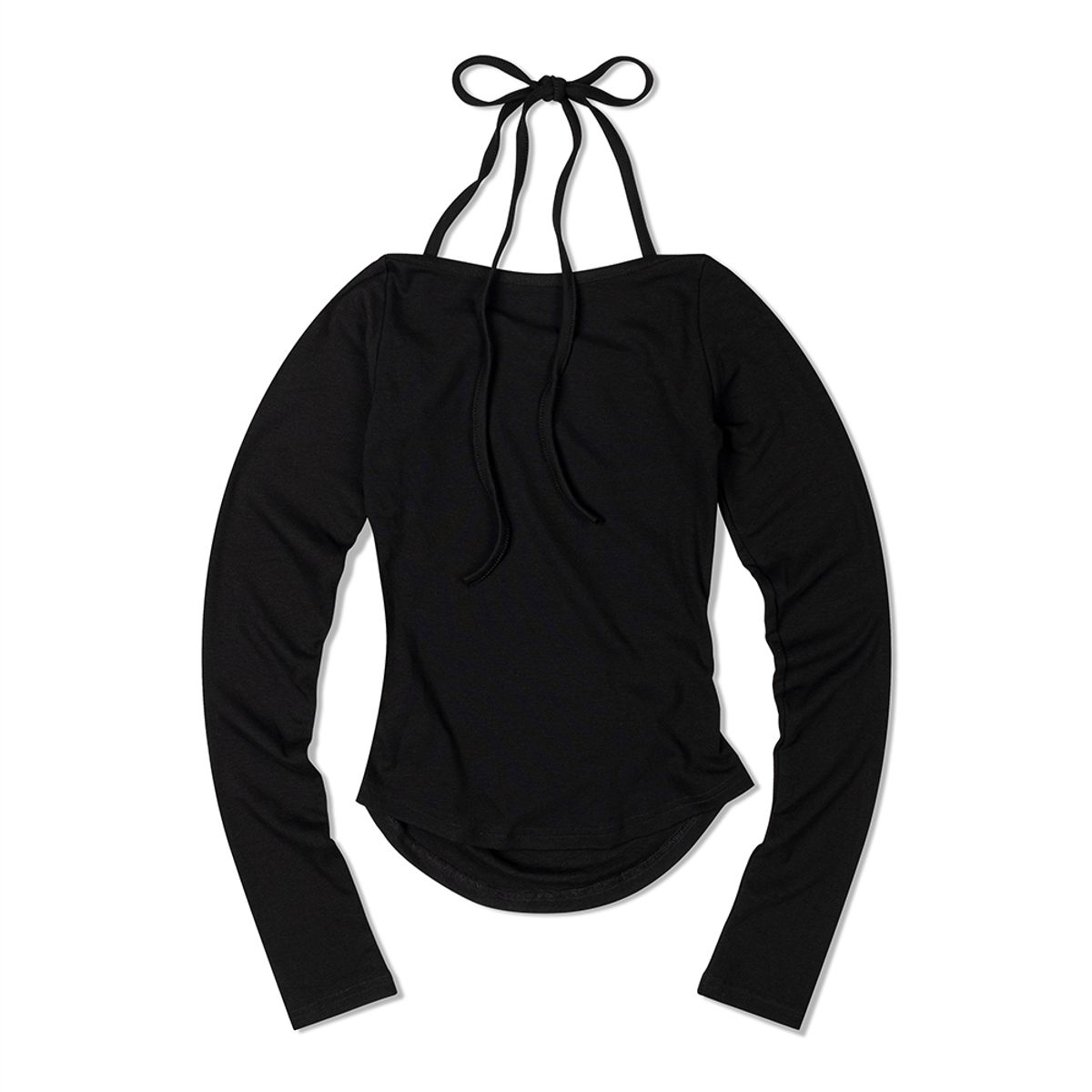 모아(MOAA) 홀터넥 셔링 슬리브 (BLACK)