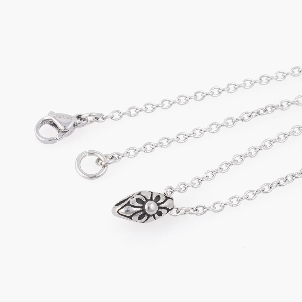 제이반스 클래식(JBANS CLASSIC) 미니멀 앤틱마크 팬턴트 써지컬스틸 체인목걸이 (C2401-AN757_SV)