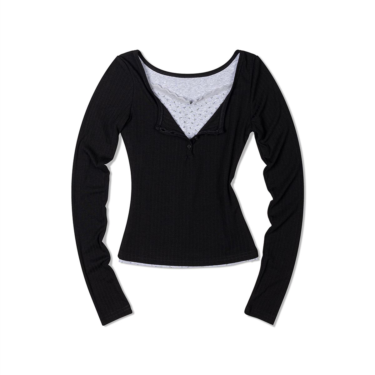 모아(MOAA) 플로랄 레이어드 슬리브 (BLACK)
