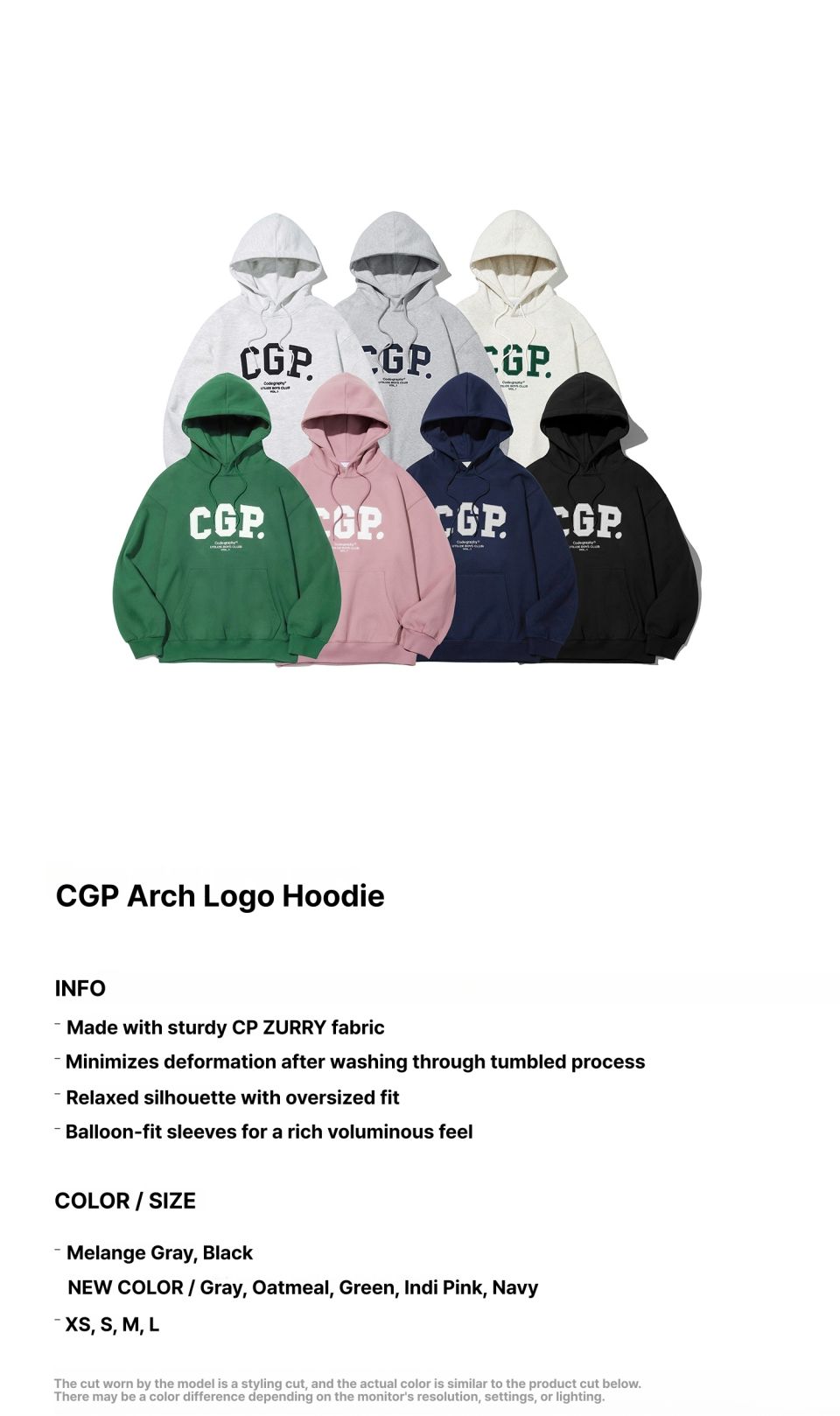 MUSINSA | Codegraphy CGP ARCH LOGO HOODIE_GRAY