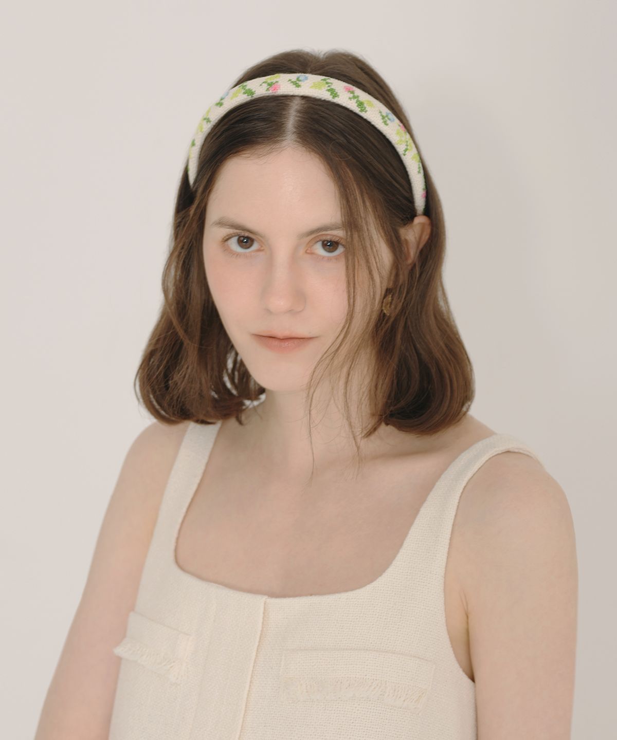 아이스가든에이오공팔(ICE GARDEN A.508) Cross-stitch Tweed Hair Band