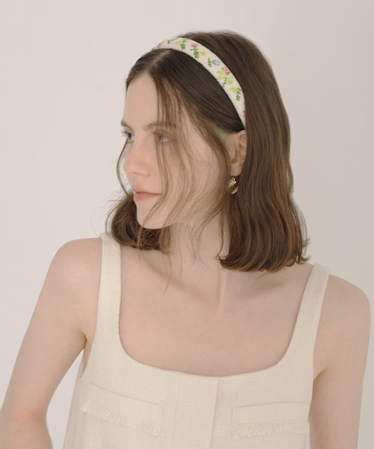 아이스가든에이오공팔(ICE GARDEN A.508) Cross-stitch Tweed Hair Band