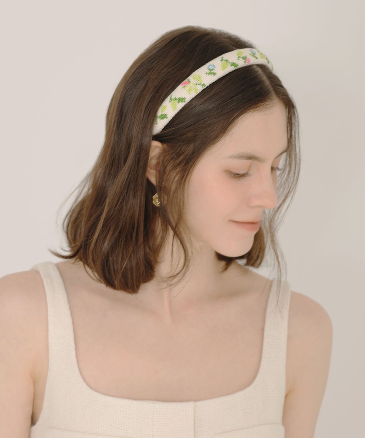 아이스가든에이오공팔(ICE GARDEN A.508) Cross-stitch Tweed Hair Band