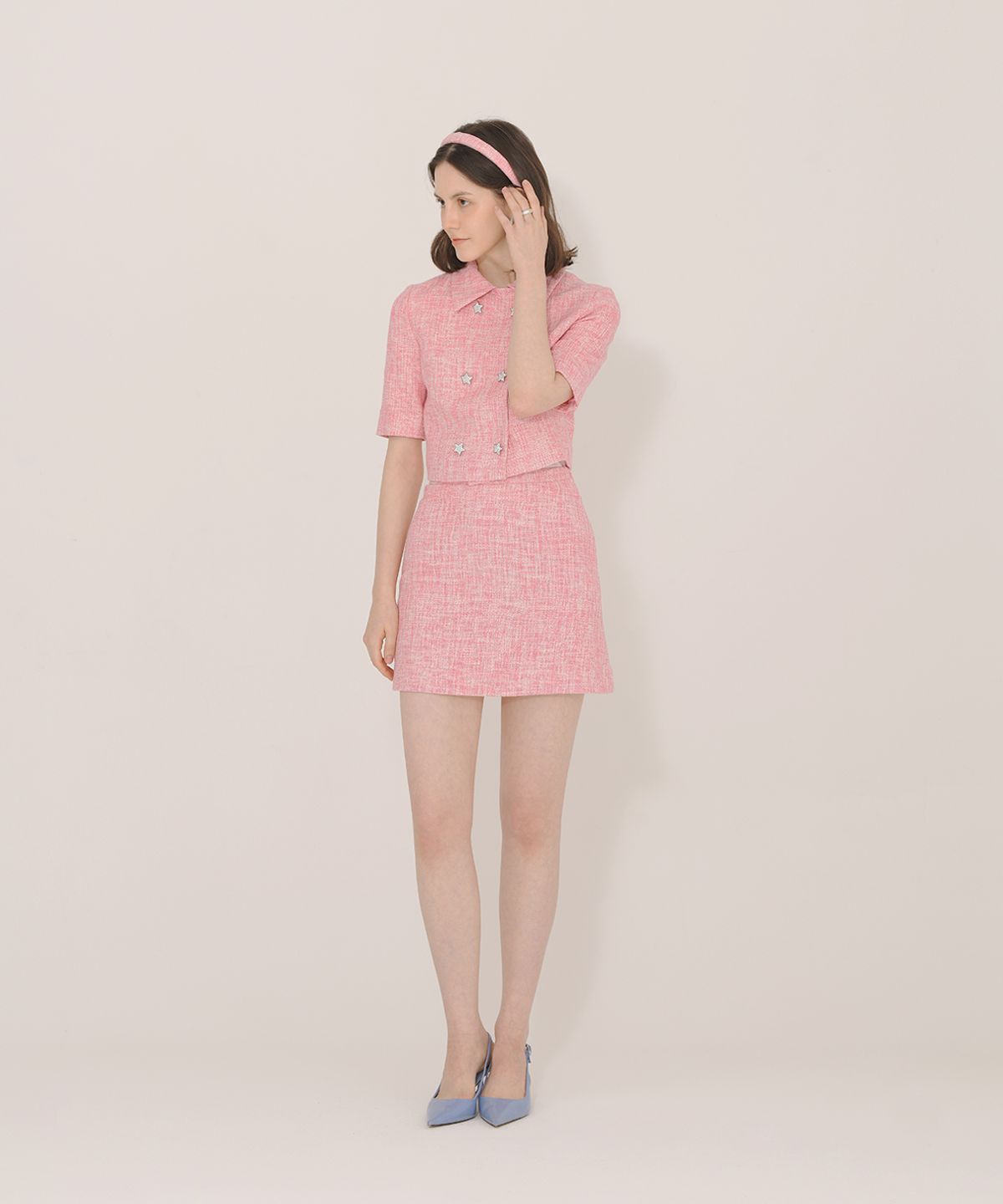 아이스가든에이오공팔(ICE GARDEN A.508) Crystal Buttons Detail Tweed Jacket