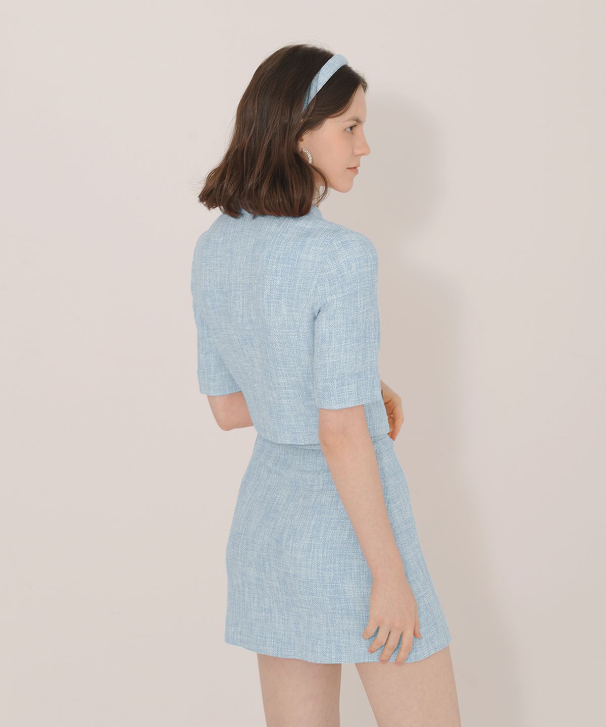 아이스가든에이오공팔(ICE GARDEN A.508) Crystal Buttons Detail Tweed Jacket