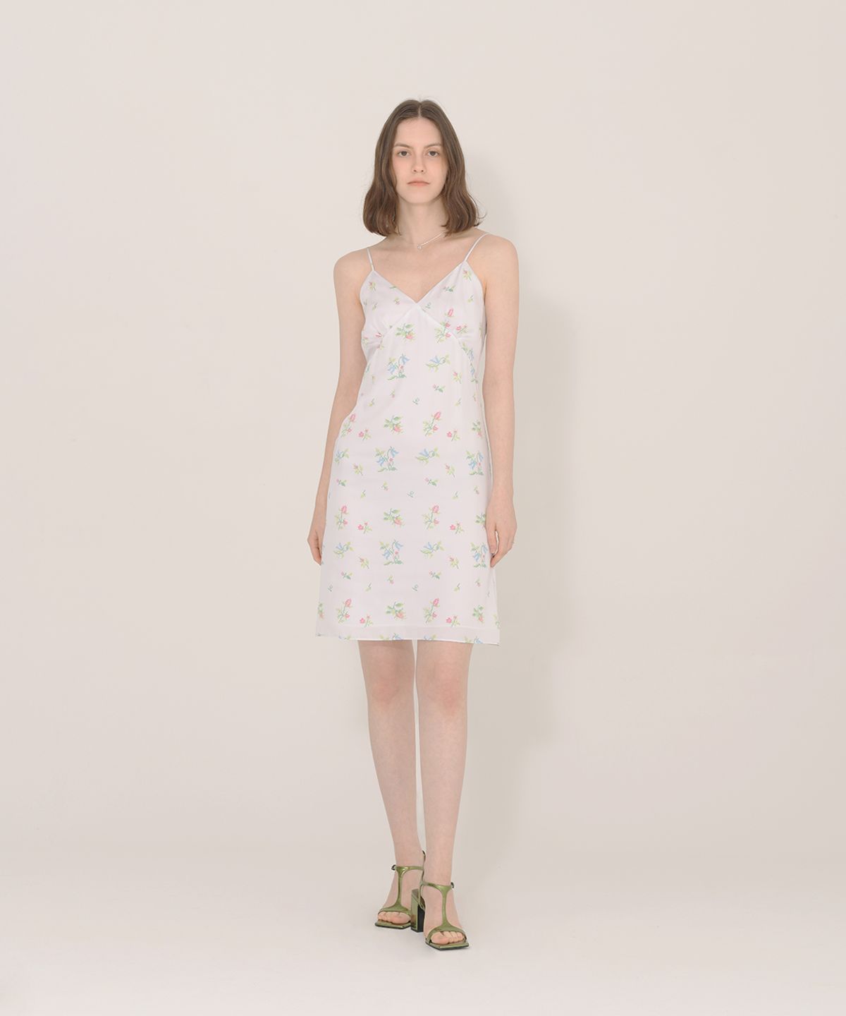 아이스가든에이오공팔(ICE GARDEN A.508) Cross-stitch Floral Print Dress