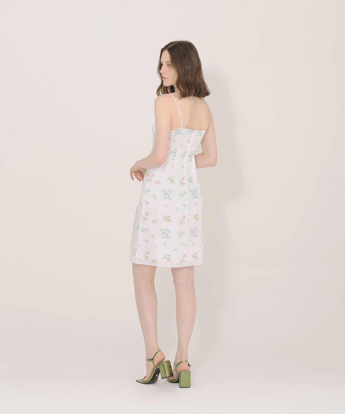 아이스가든에이오공팔(ICE GARDEN A.508) Cross-stitch Floral Print Dress
