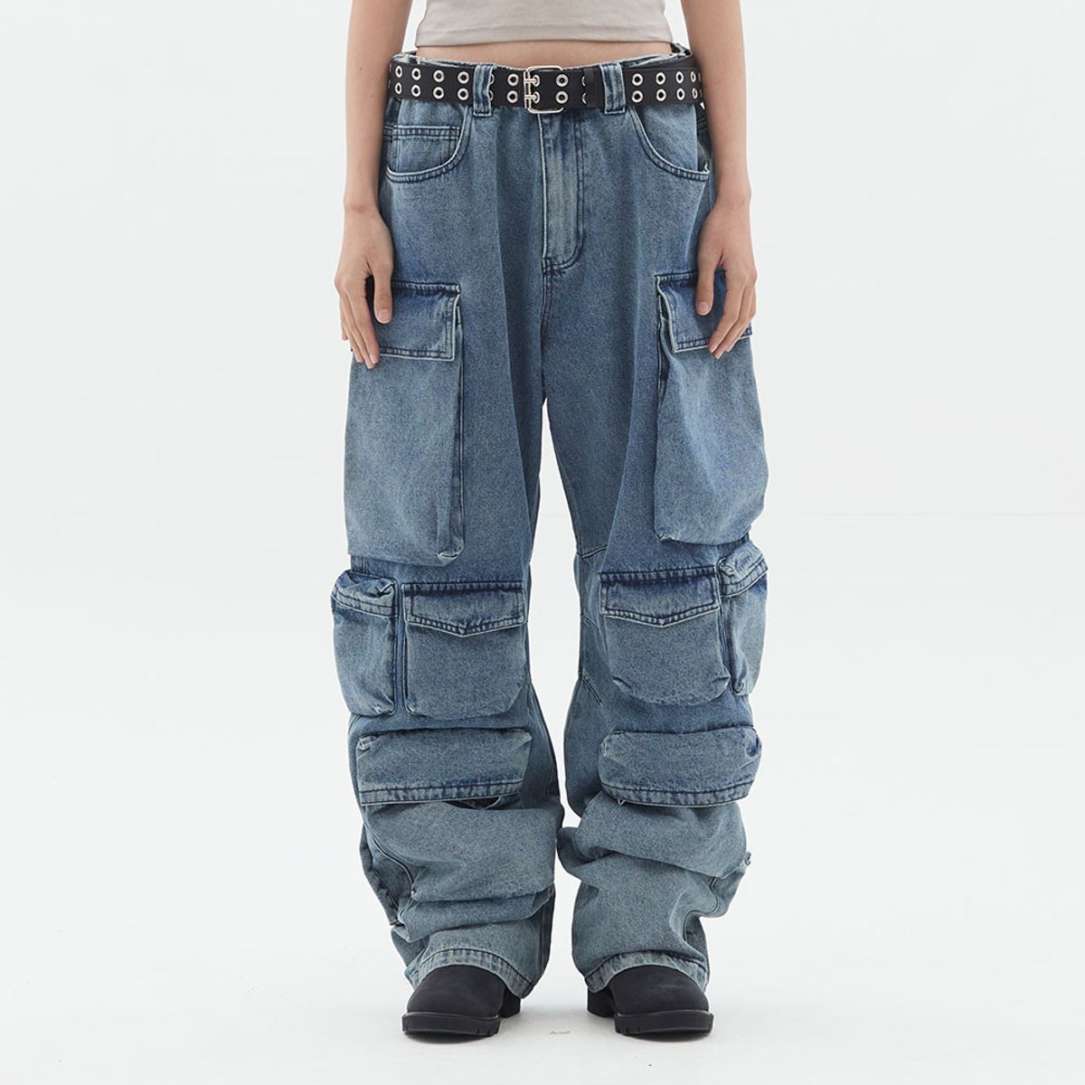 도미넌트(DOMINANT) Denim Ten pocket cargo pants_Blue