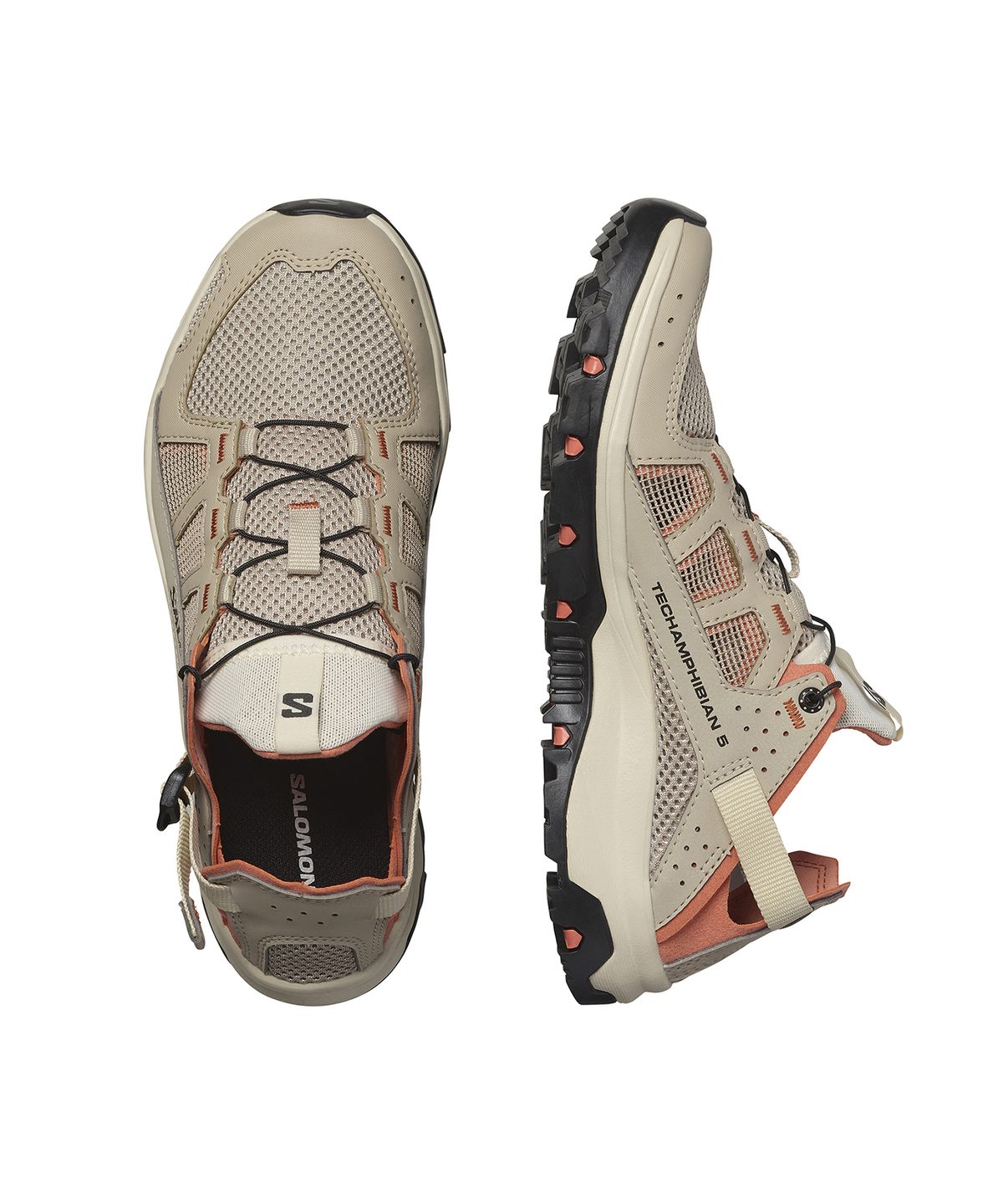 살로몬(SALOMON) 테크엠피비안 5 W - 화이트 페퍼:블리치드 샌드:리빙 코랄 / L47432400